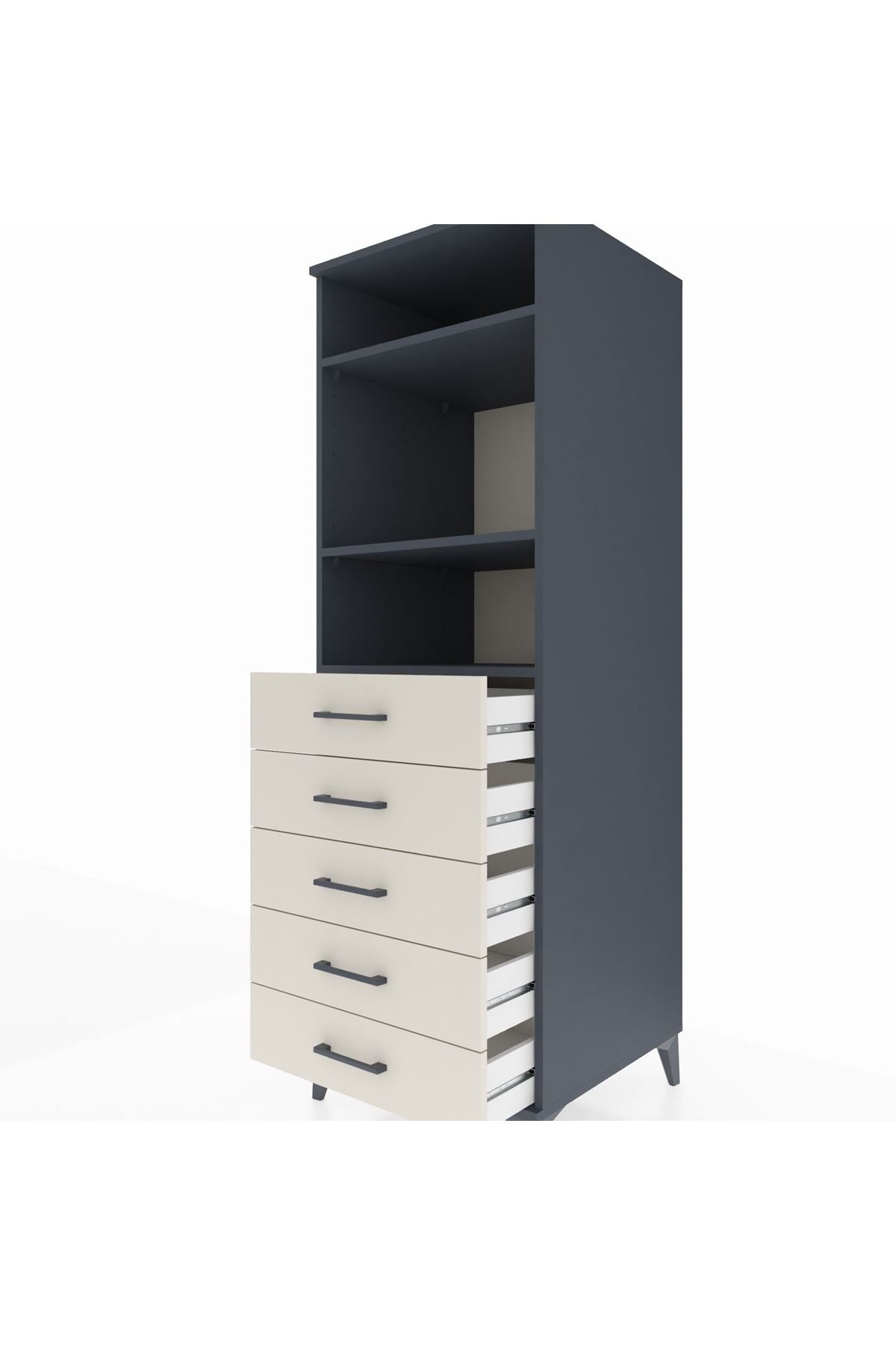 Kronos Dolap 3 Raflı 5 Çekmeceli 60x59x182 - S89M035V4C