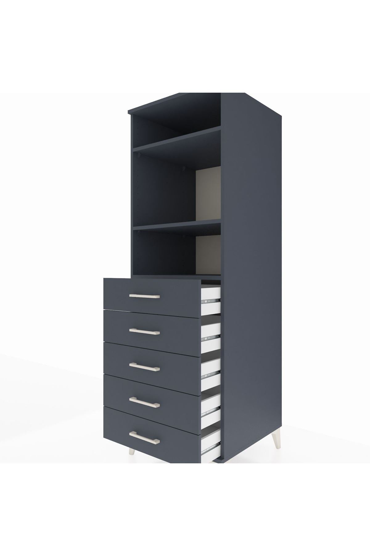 Kronos Dolap 3 Raflı 5 Çekmeceli 60x59x182 - S89M035V5C