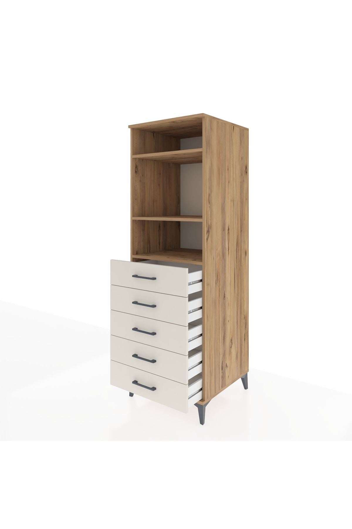 Kronos Dolap 3 Raflı 5 Çekmeceli 60x59x182 - S89M035V7C