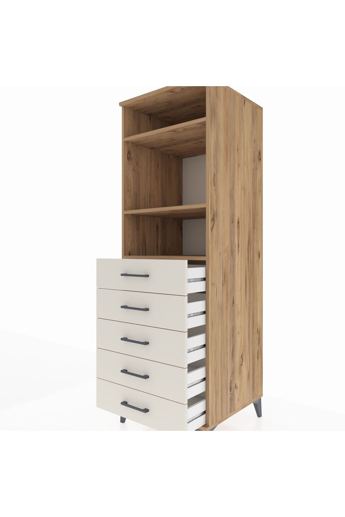 Kronos Dolap 3 Raflı 5 Çekmeceli 60x59x182 - S89M035V7C