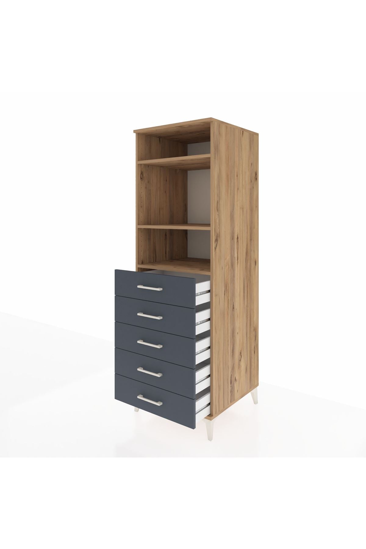 Kronos Dolap 3 Raflı 5 Çekmeceli 60x59x182 - S89M035V8C