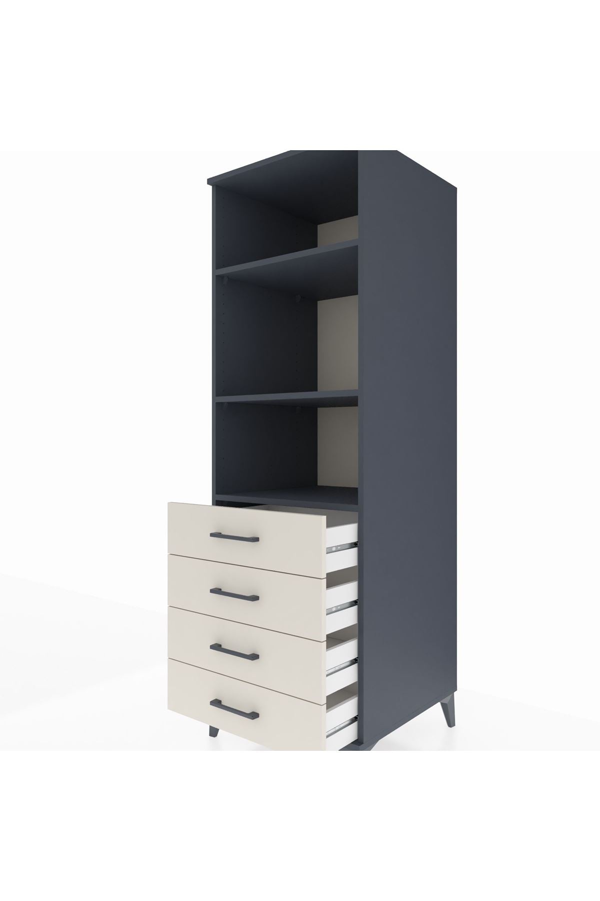 Kronos Dolap 3 Raflı 4 Çekmeceli 60x59x182 - S89M036V4C