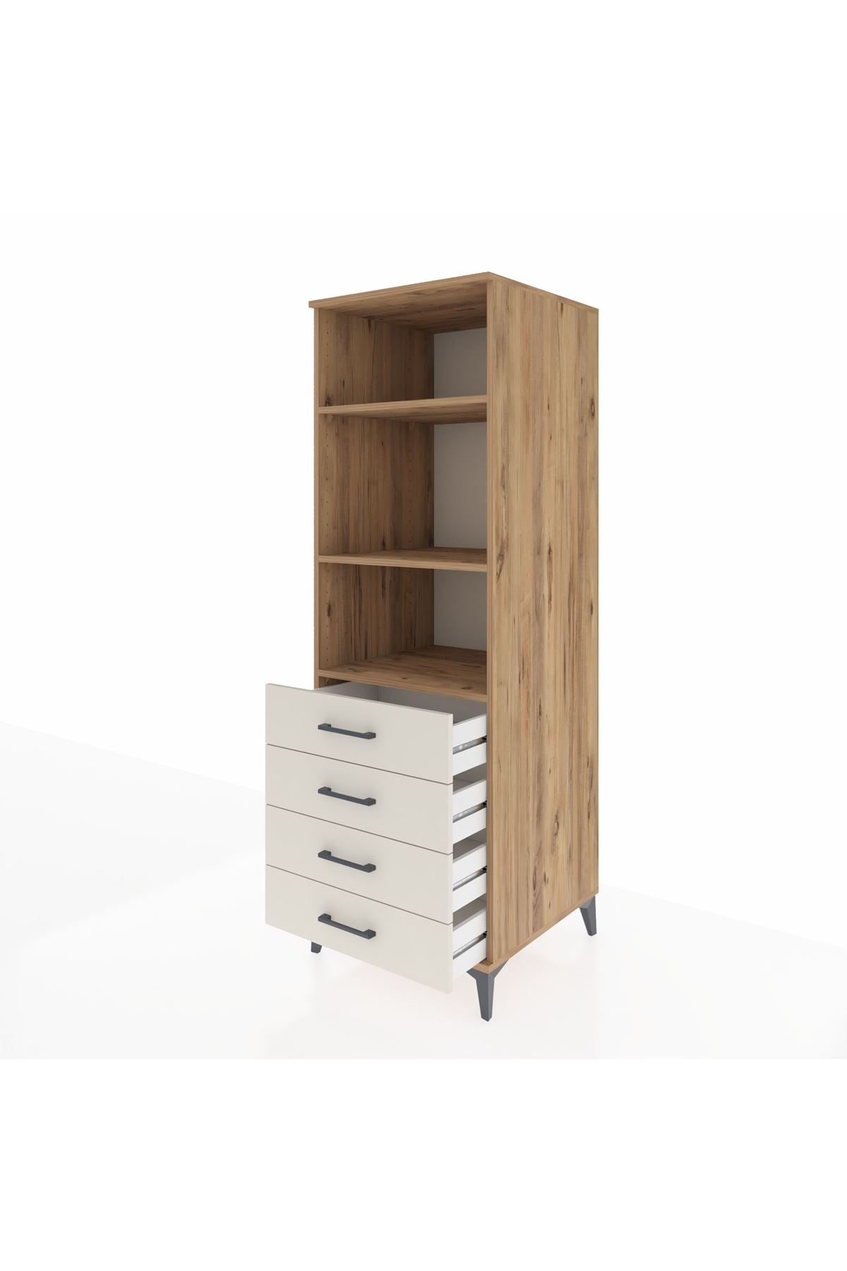 Kronos Dolap 3 Raflı 4 Çekmeceli 60x59x182 - S89M036V7C