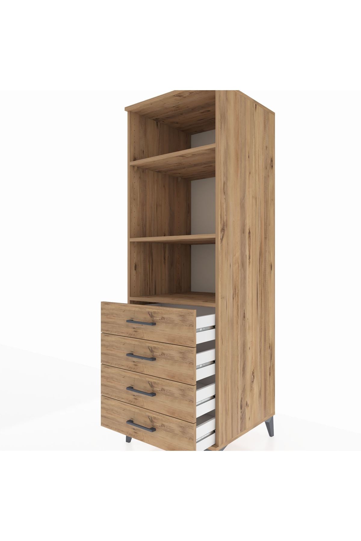 Kronos Dolap 3 Raflı 4 Çekmeceli 60x59x182 - S89M036V9C