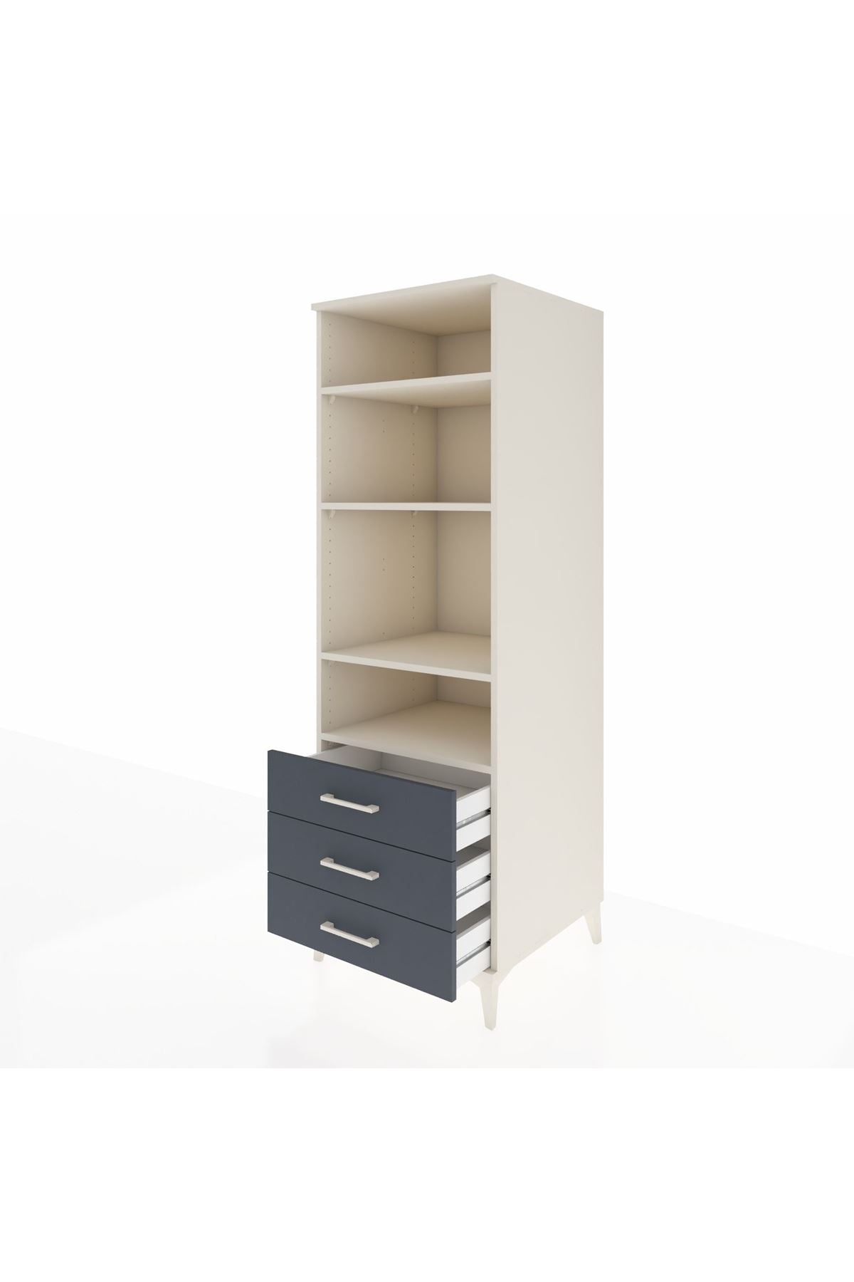Kronos Dolap 4 Raflı 3 Çekmeceli 60x59x182 - S89M037V2C