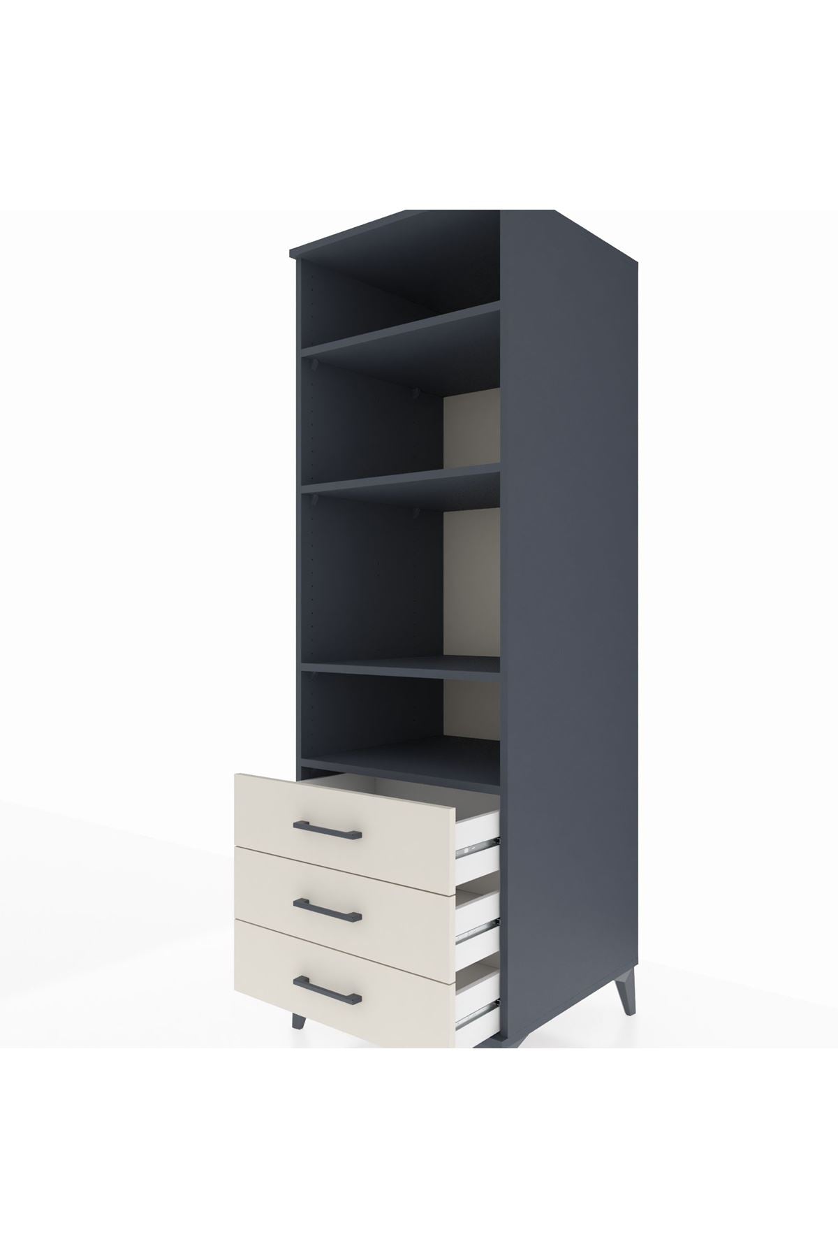 Kronos Dolap 4 Raflı 3 Çekmeceli 60x59x182 - S89M037V4C