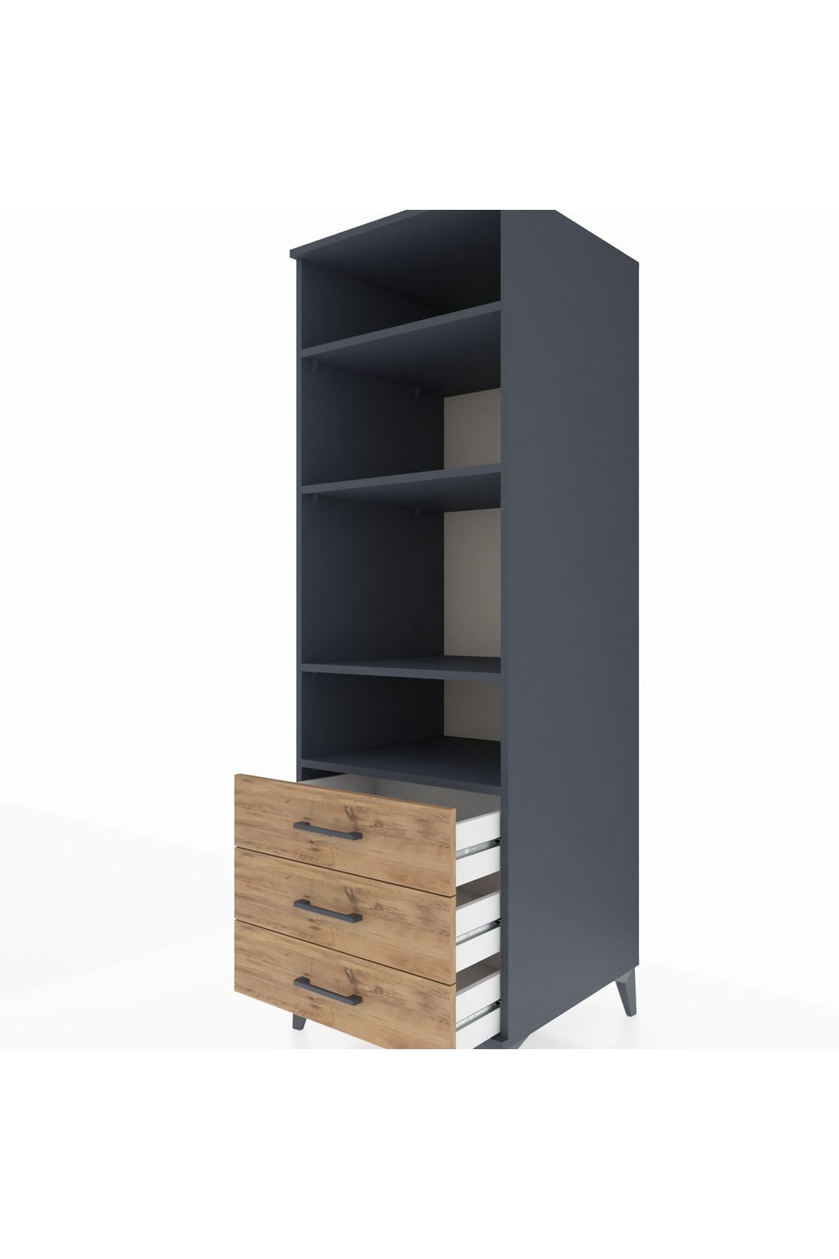 Kronos Dolap 4 Raflı 3 Çekmeceli 60x59x182 - S89M037V6C