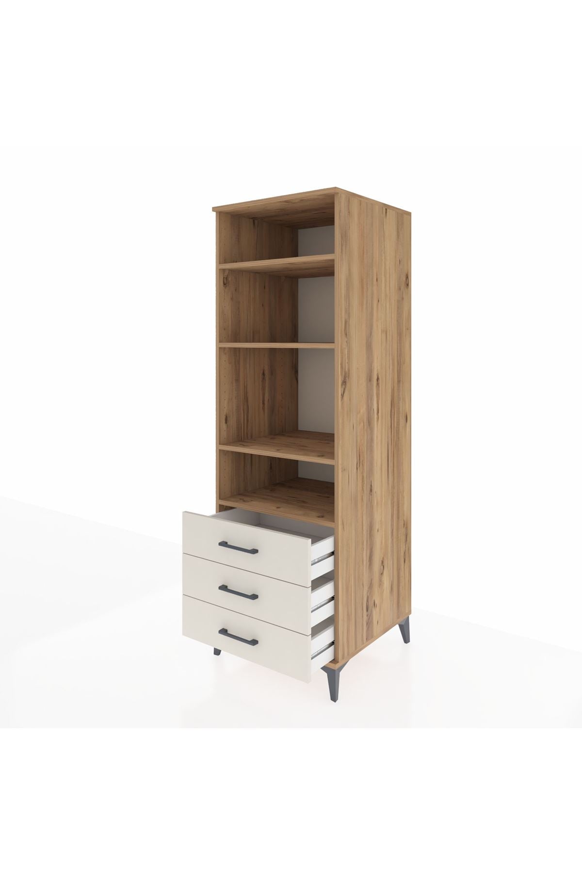 Kronos Dolap 4 Raflı 3 Çekmeceli 60x59x182 - S89M037V7C