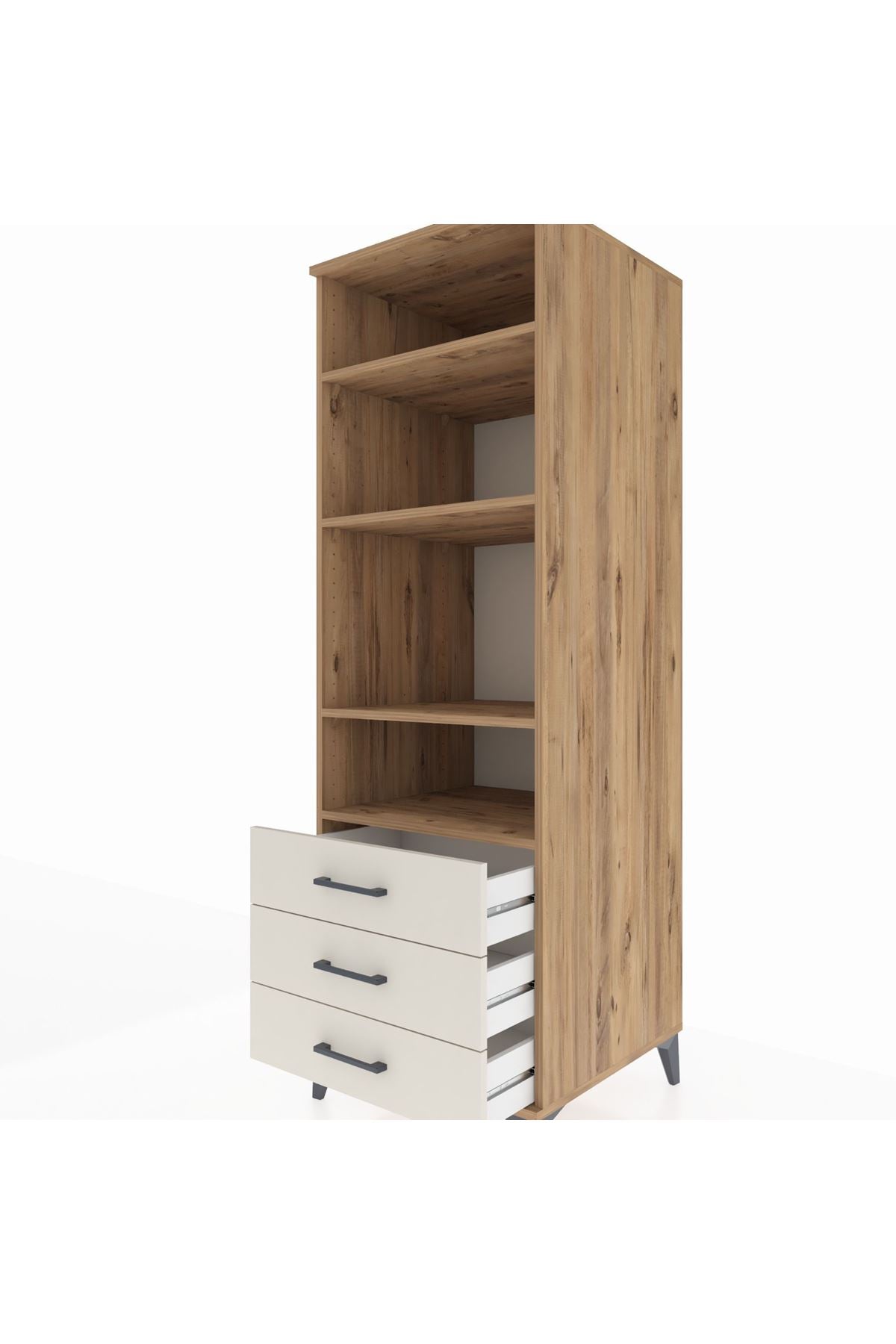 Kronos Dolap 4 Raflı 3 Çekmeceli 60x59x182 - S89M037V7C