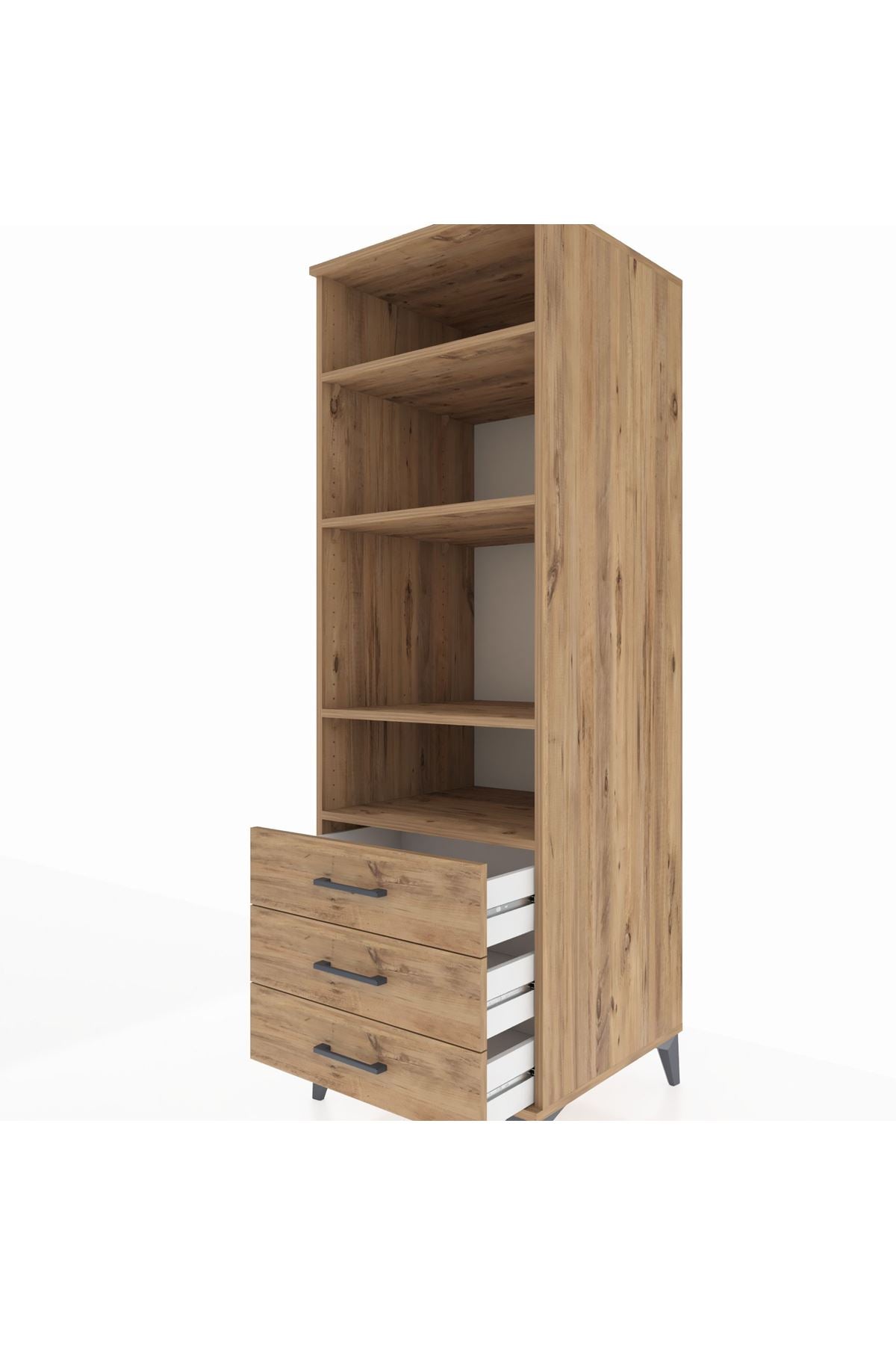 Kronos Dolap 4 Raflı 3 Çekmeceli 60x59x182 - S89M037V9C