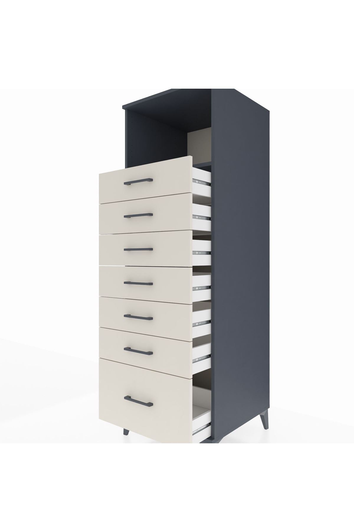 Kronos Dolap Tek Raflı 7 Çekmeceli 60x59x182 - S89M038V4C