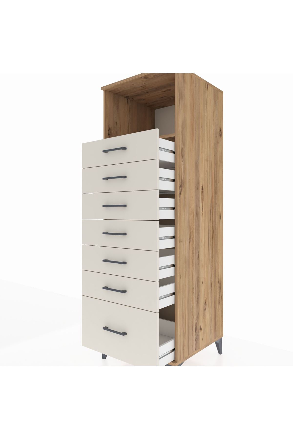 Kronos Dolap Tek Raflı 7 Çekmeceli 60x59x182 - S89M038V7C