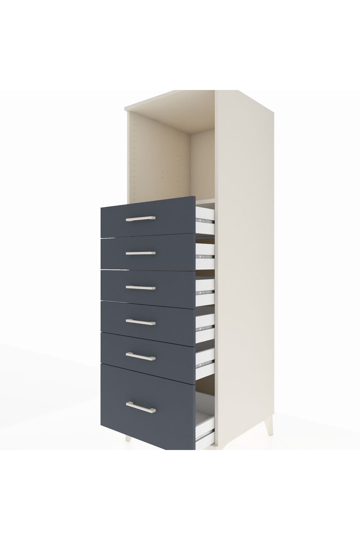 Kronos Dolap Tek Raflı 6 Çekmeceli 60x59x182 - S89M039V2C