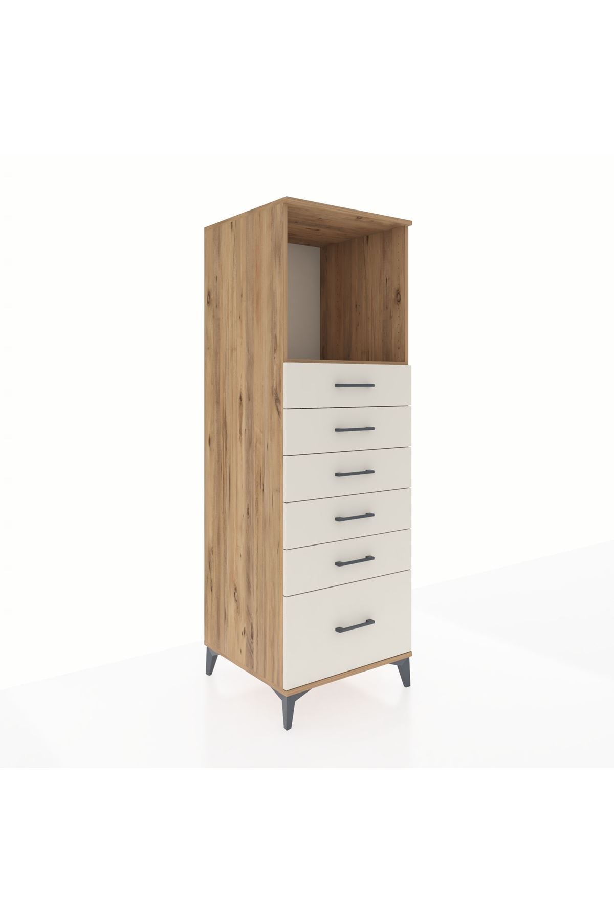 Kronos Dolap Tek Raflı 6 Çekmeceli 60x59x182 - S89M039V7C