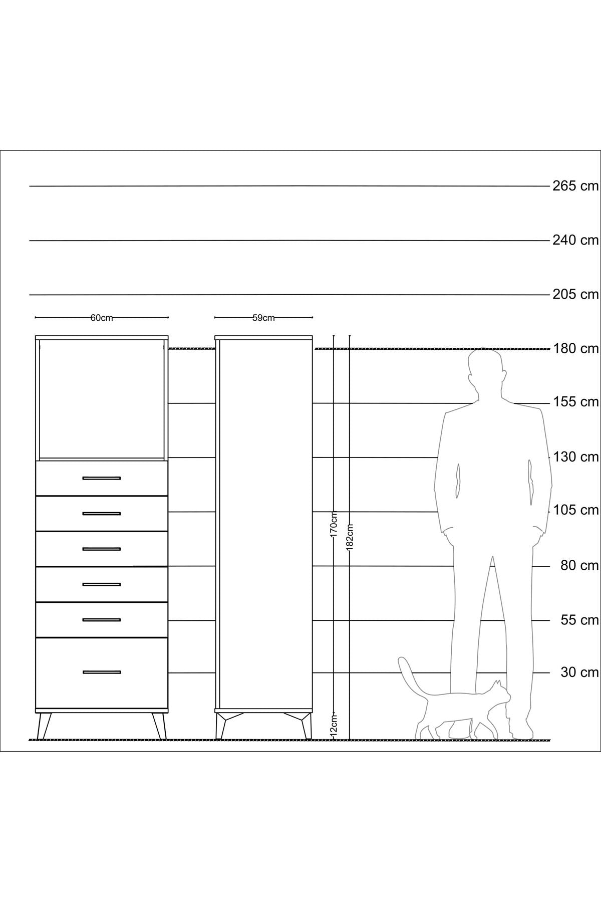 Kronos Dolap Tek Raflı 6 Çekmeceli 60x59x182 - S89M039V7C