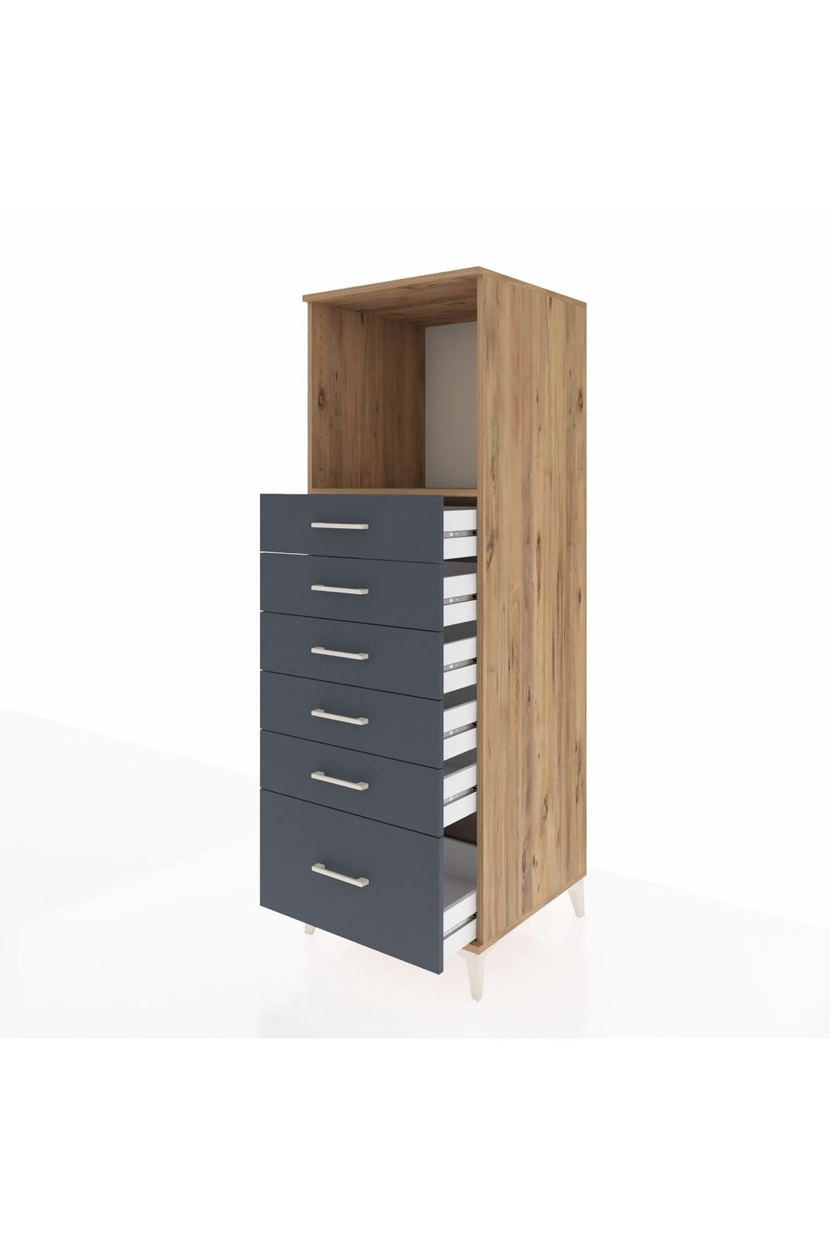 Kronos Dolap Tek Raflı 6 Çekmeceli 60x59x182 - S89M039V8C