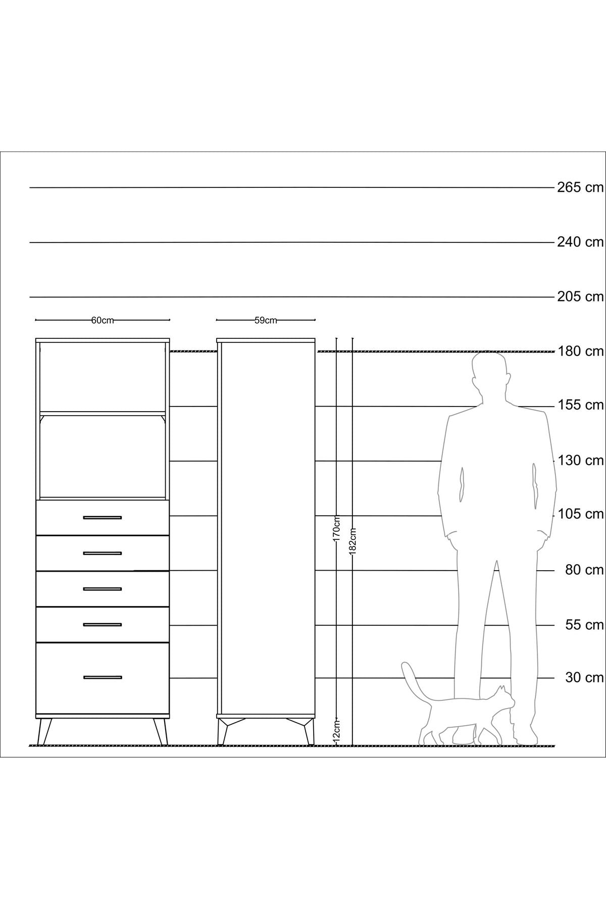 Kronos Dolap 2 Raflı 5 Çekmeceli 60x59x182 - S89M040V5C
