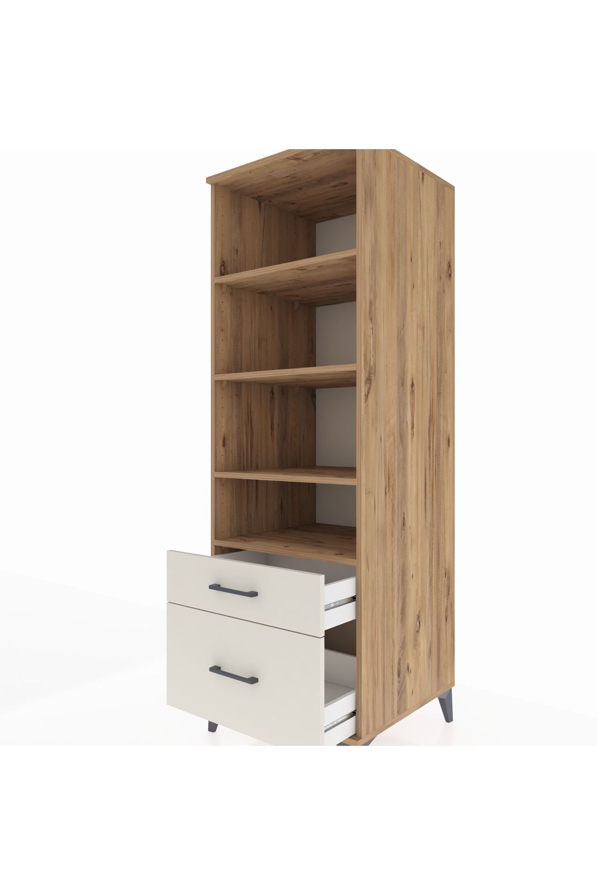 Kronos Dolap 4 Raflı 2 Çekmeceli 60x59x182 - S89M043V7C