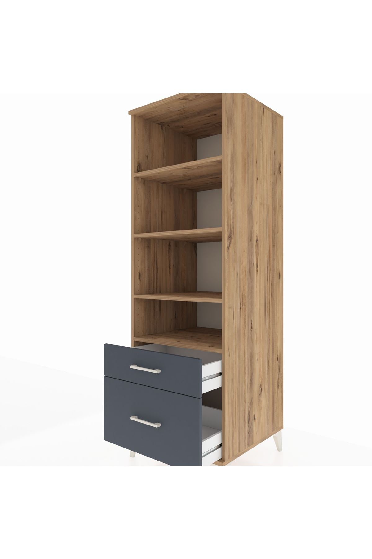 Kronos Dolap 4 Raflı 2 Çekmeceli 60x59x182 - S89M043V8C