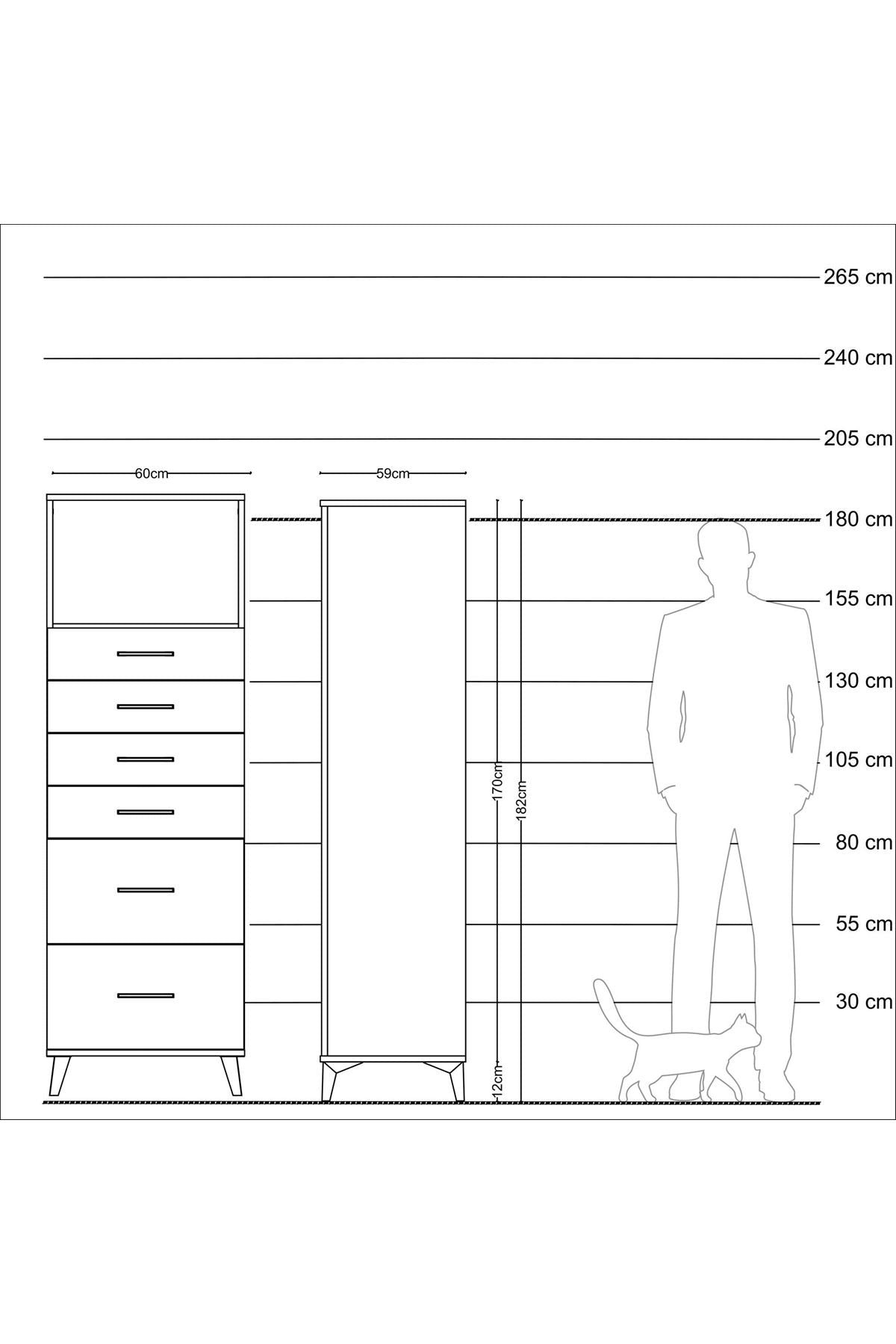 Kronos Dolap Tek Raflı 6 Çekmeceli 60x59x182 - S89M045V3C