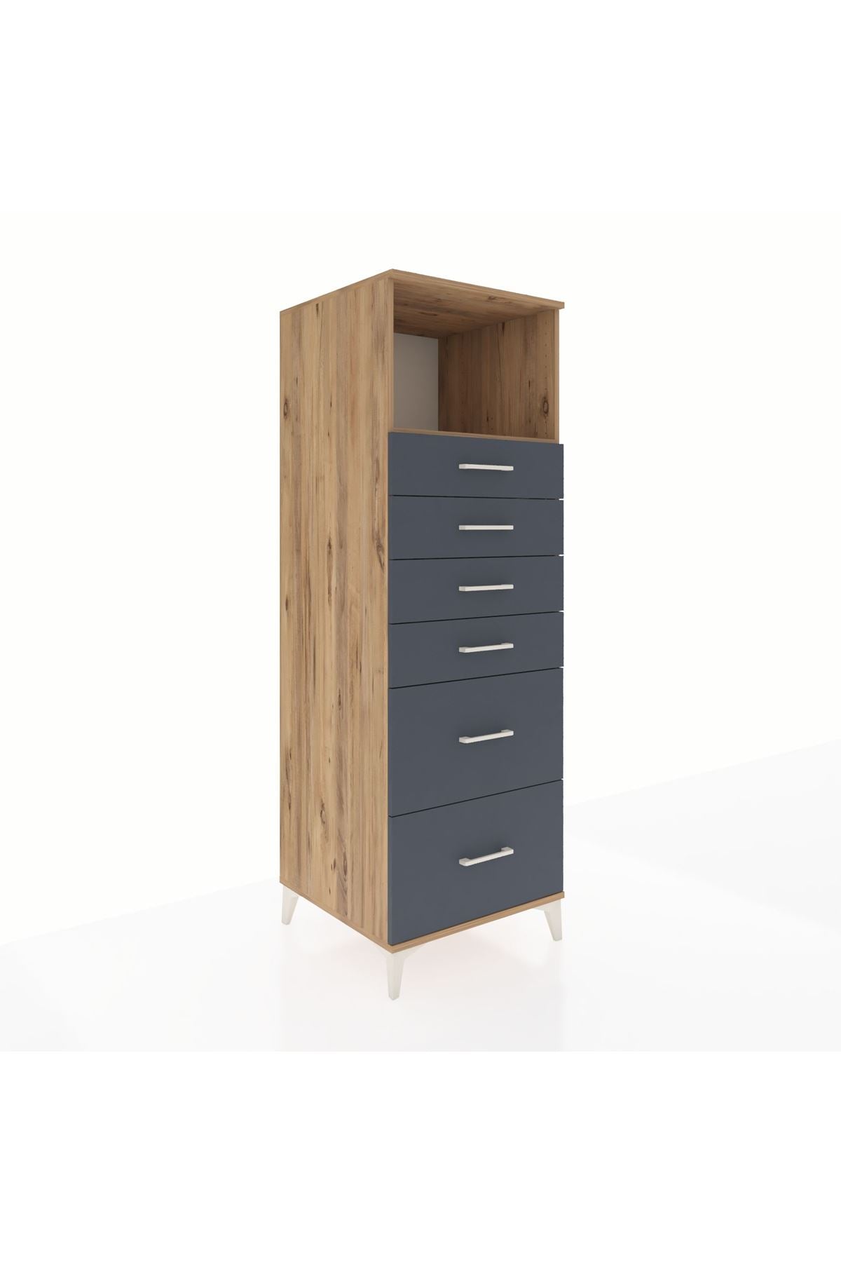 Kronos Dolap Tek Raflı 6 Çekmeceli 60x59x182 - S89M045V8C