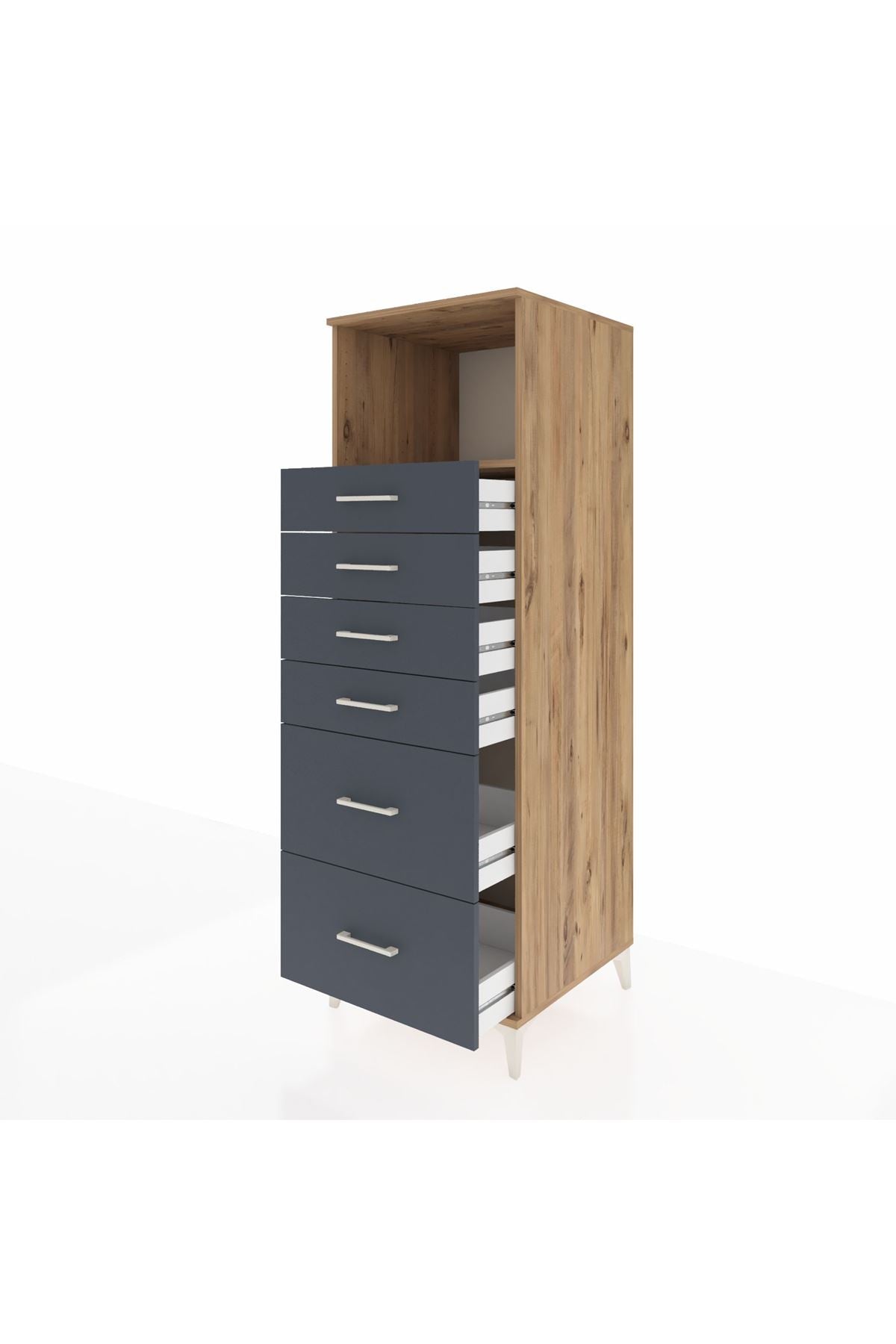 Kronos Dolap Tek Raflı 6 Çekmeceli 60x59x182 - S89M045V8C