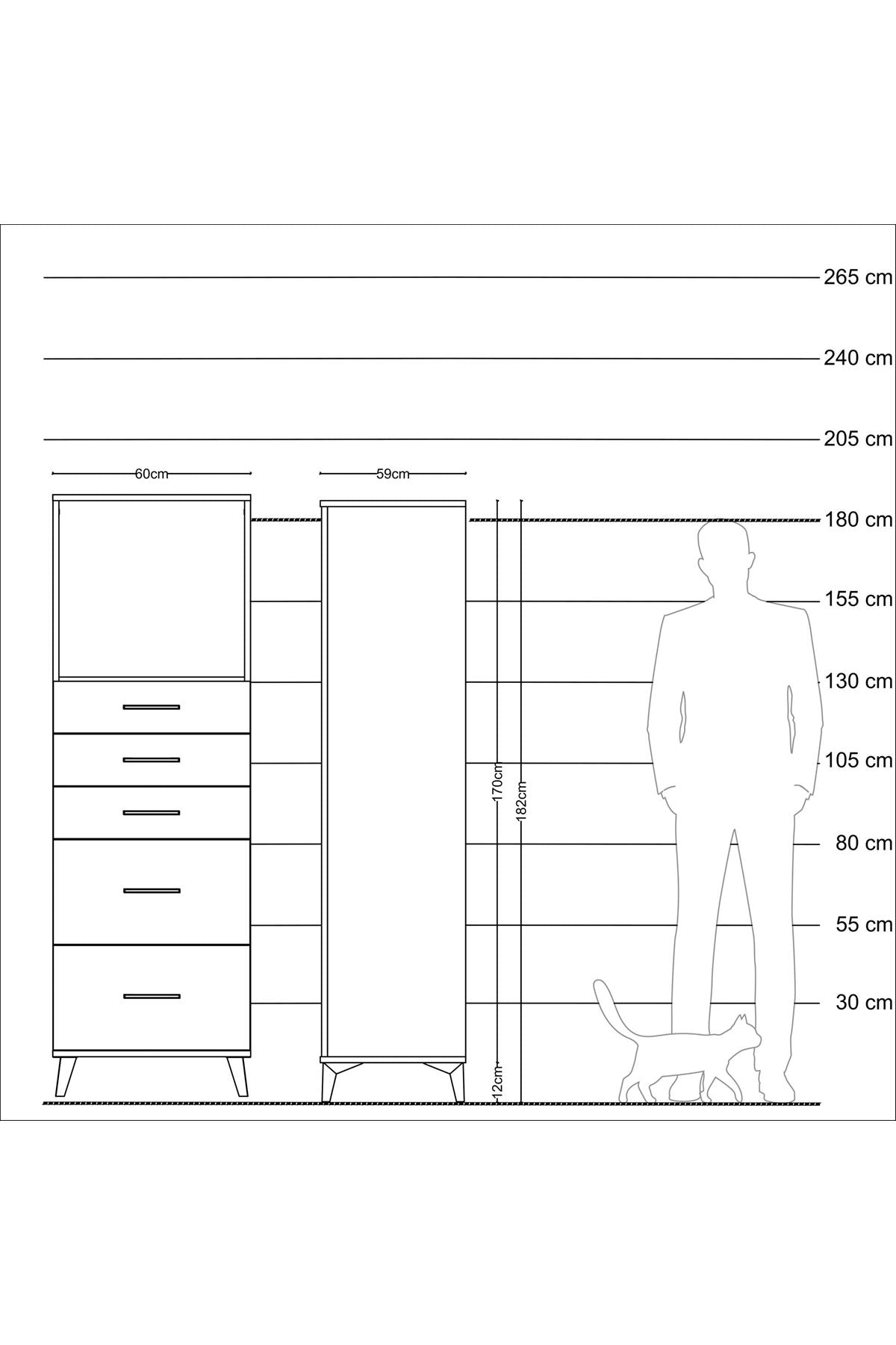 Kronos Dolap Tek Raflı 5 Çekmeceli 60x59x182 - S89M046V3C