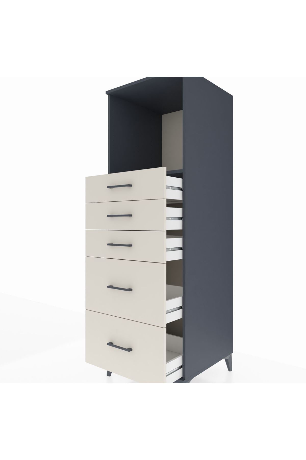 Kronos Dolap Tek Raflı 5 Çekmeceli 60x59x182 - S89M046V4C