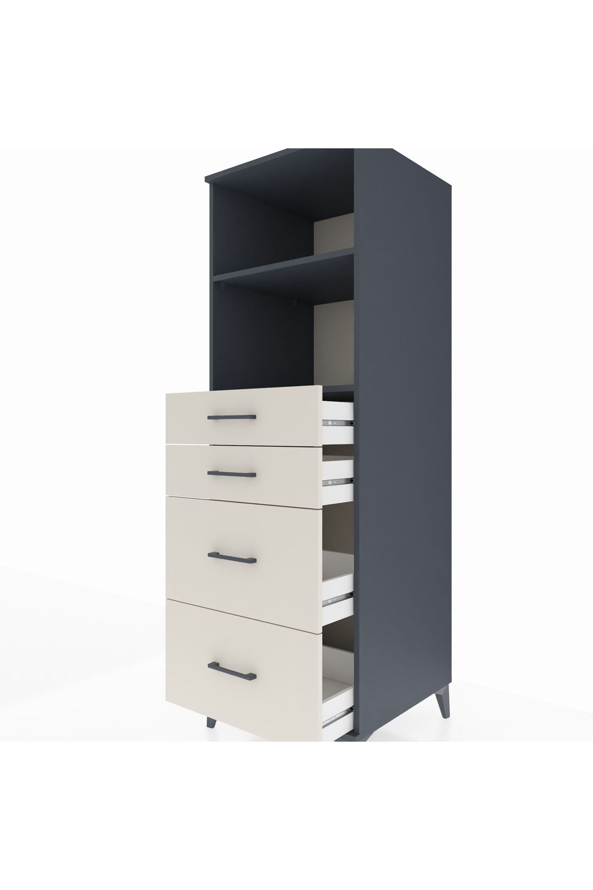 Kronos Dolap 2 Raflı 4 Çekmeceli 60x59x182 - S89M047V4C