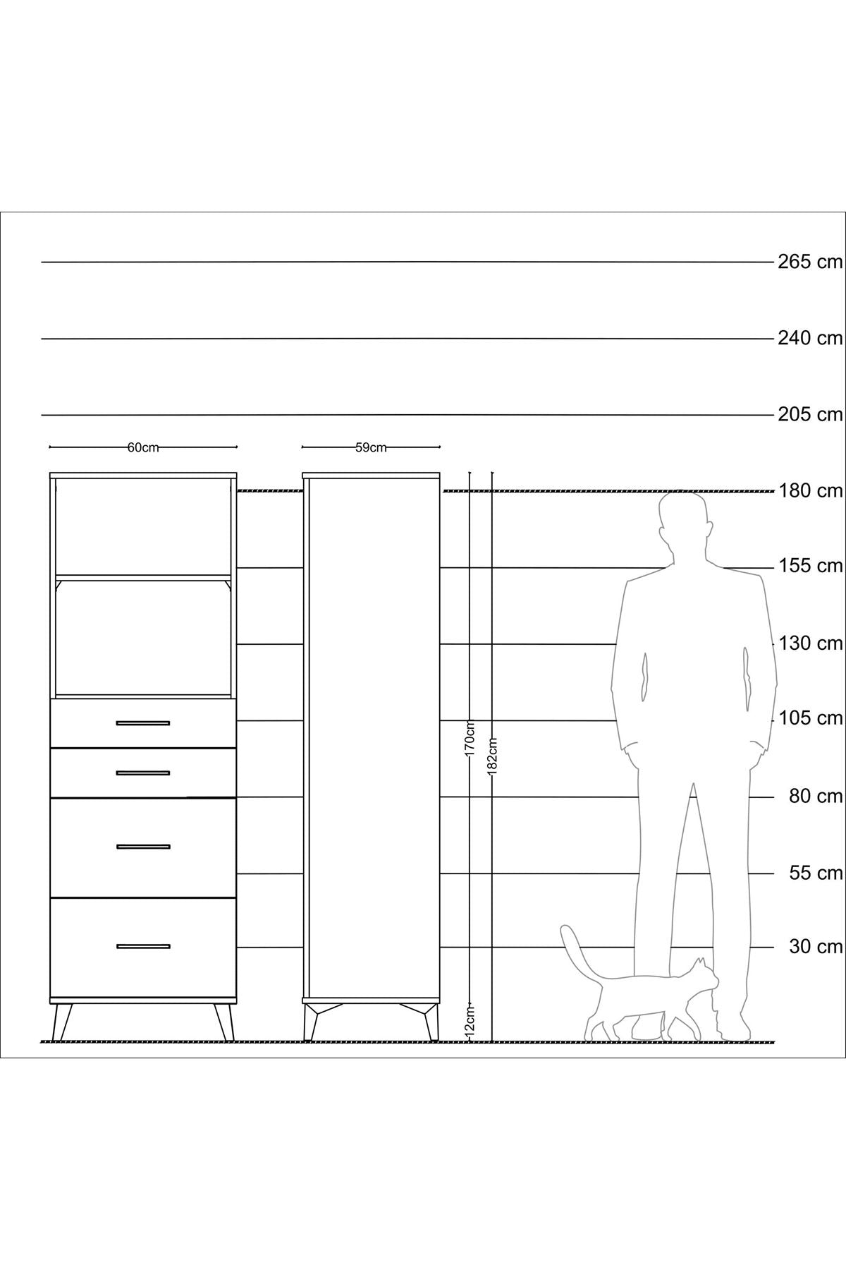 Kronos Dolap 2 Raflı 4 Çekmeceli 60x59x182 - S89M047V7C