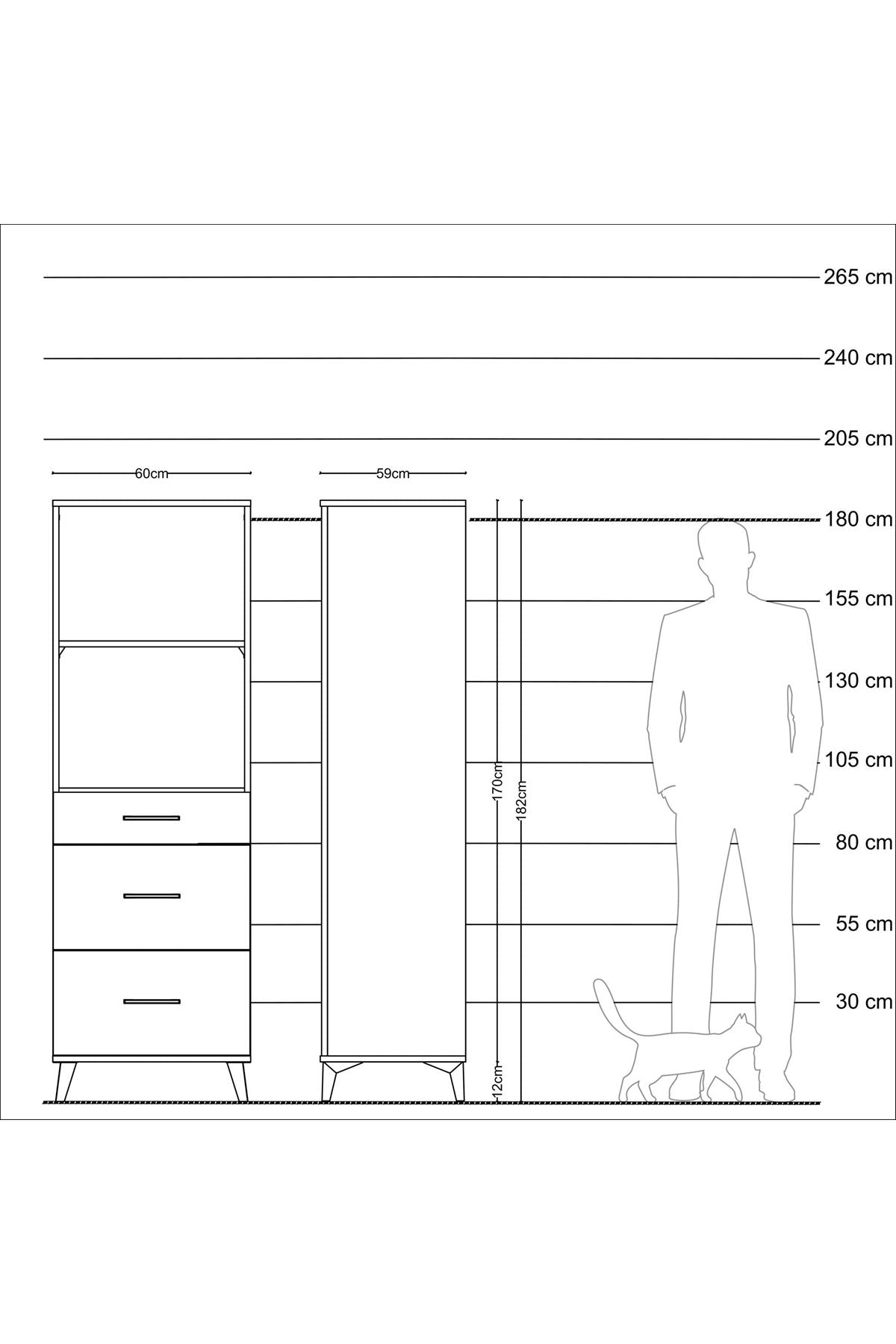 Kronos Dolap 2 Raflı 3 Çekmeceli 60x59x182 - S89M048V6C