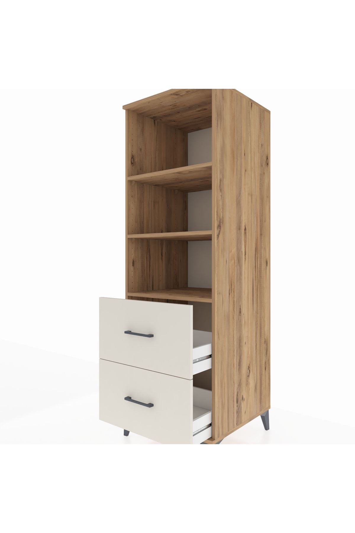 Kronos Dolap 3 Raflı 2 Çekmeceli 60x59x182 - S89M049V7C