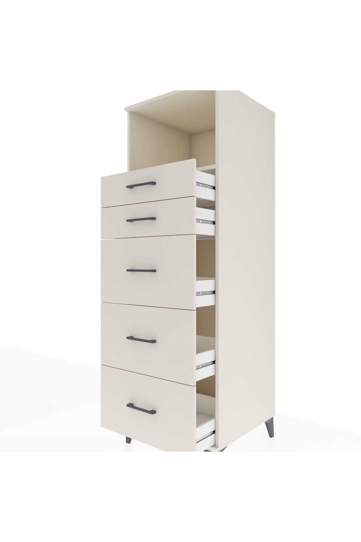 Kronos Dolap Tek Raflı 5 Çekmeceli 60x59x182 - S89M050V1C