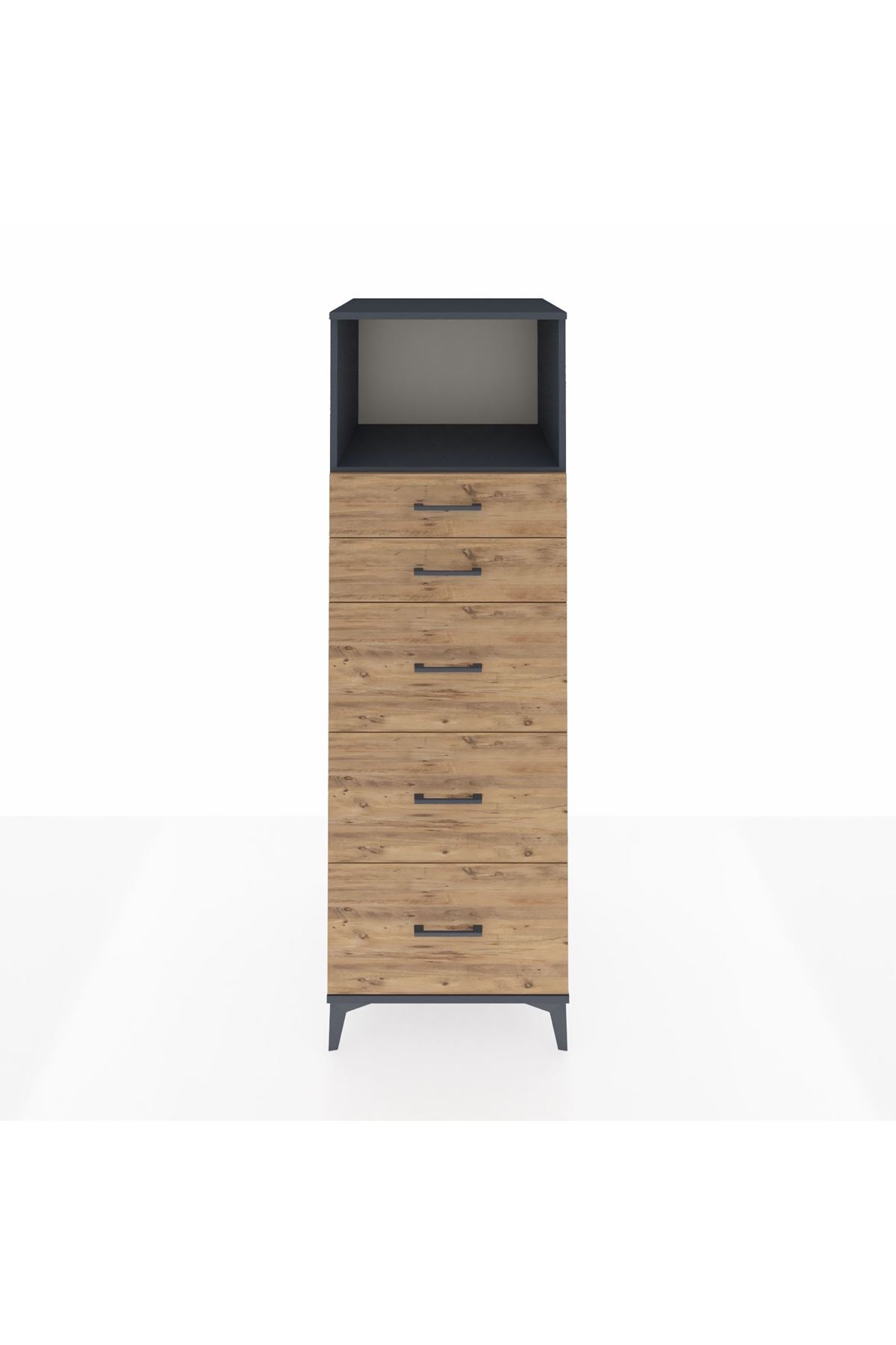 Kronos Dolap Tek Raflı 5 Çekmeceli 60x59x182 - S89M050V6C