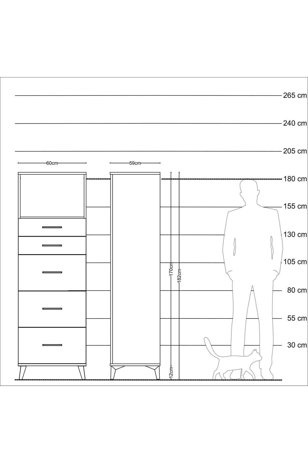 Kronos Dolap Tek Raflı 5 Çekmeceli 60x59x182 - S89M050V6C