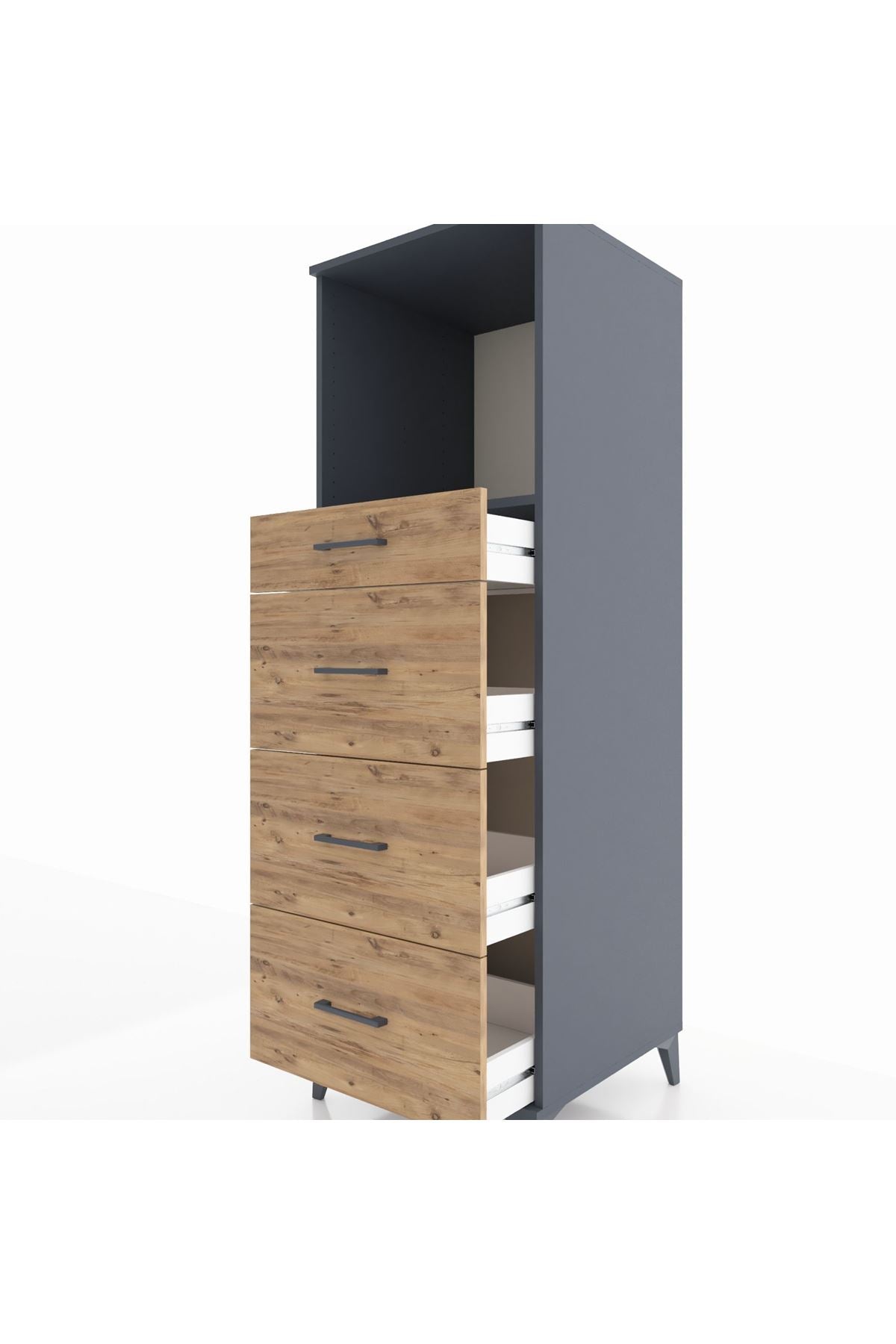 Kronos Dolap Tek Raflı 4 Çekmeceli 60x59x182 - S89M051V6C