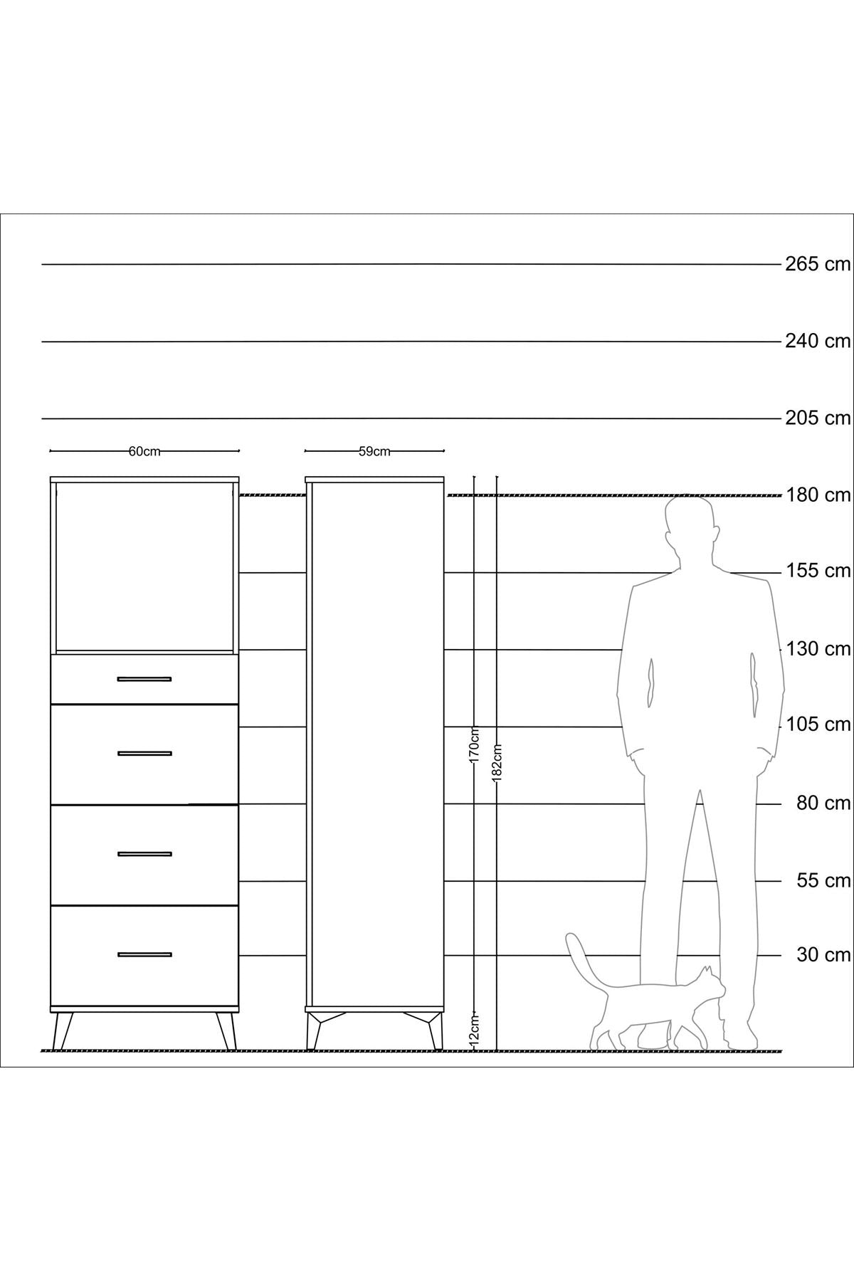 Kronos Dolap Tek Raflı 4 Çekmeceli 60x59x182 - S89M051V9C