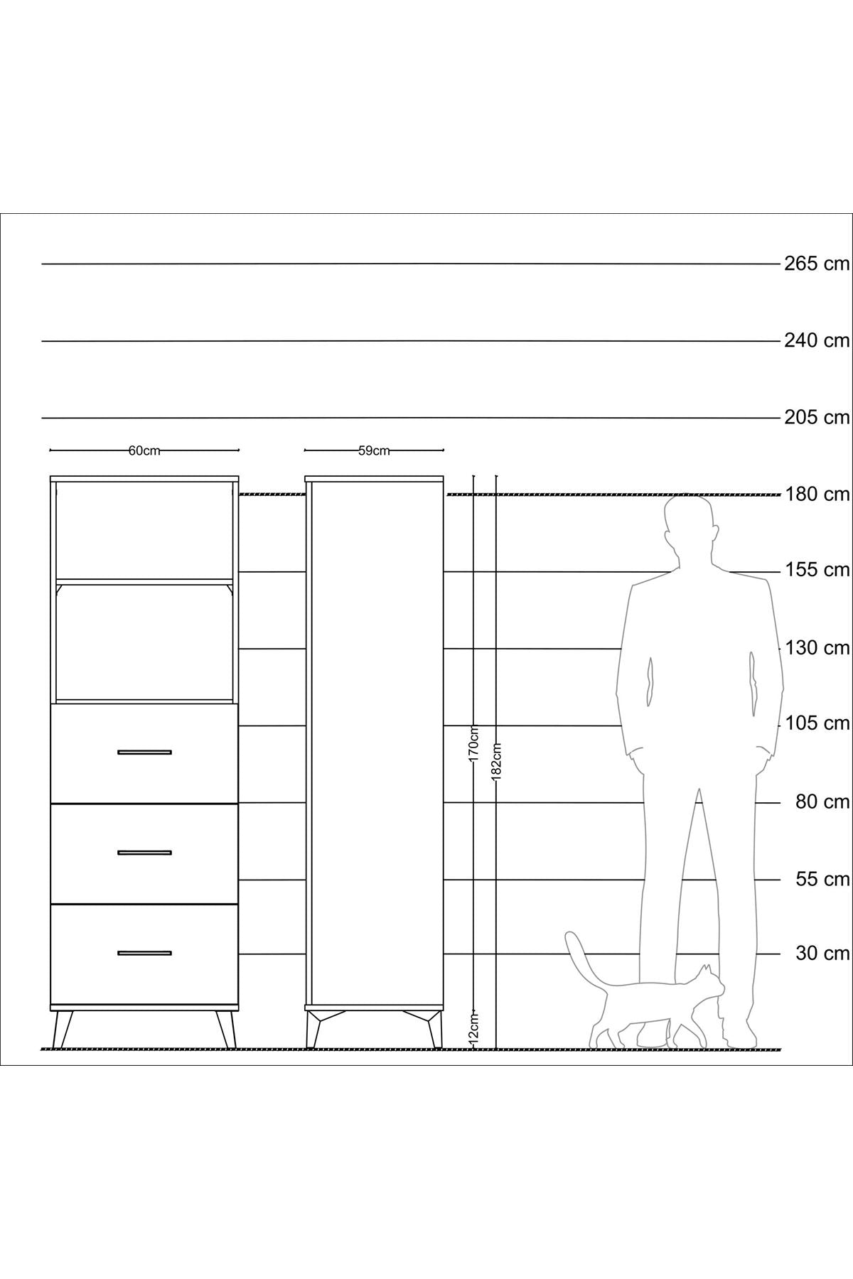 Kronos Dolap 2 Raflı 3 Çekmeceli 60x59x182 - S89M052V2C