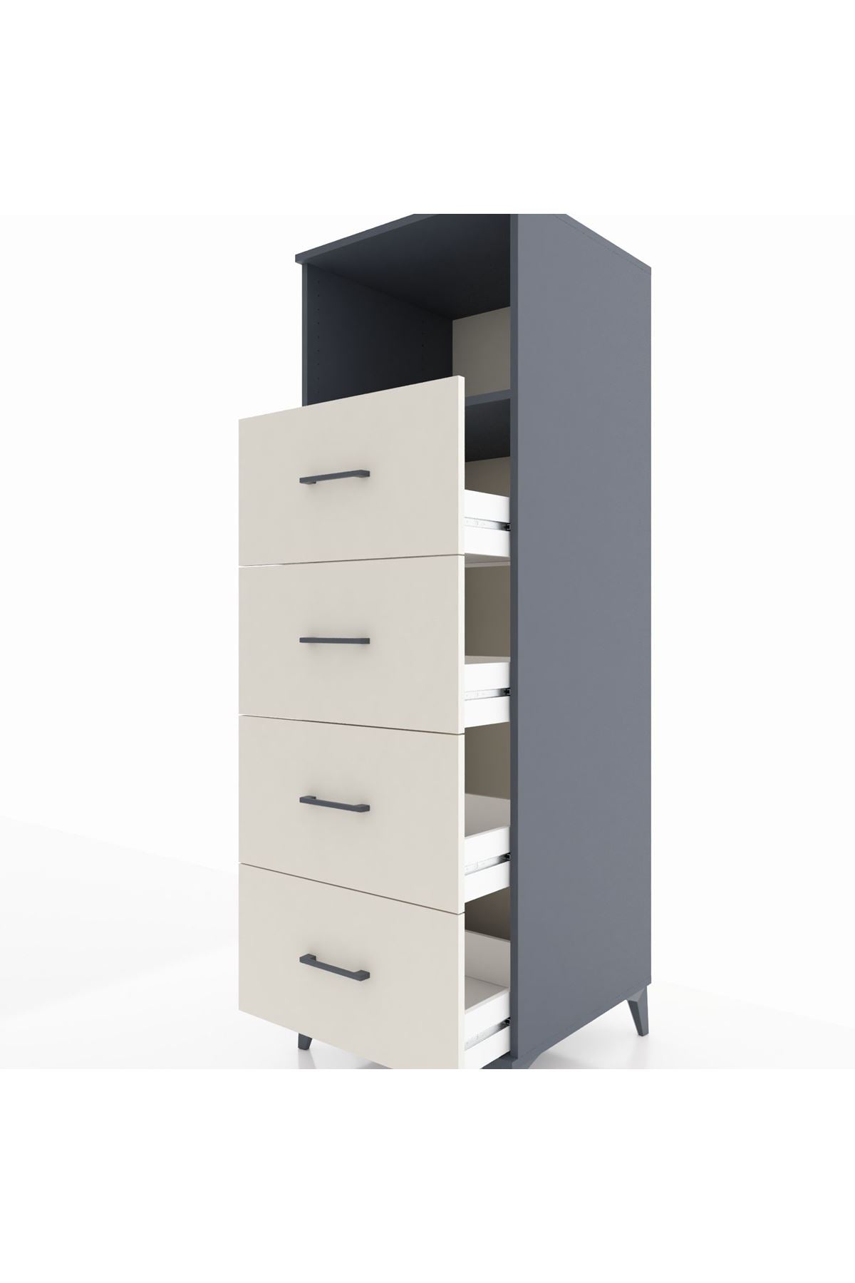 Kronos Dolap Tek Raflı 4 Çekmeceli 60x59x182 - S89M053V4C