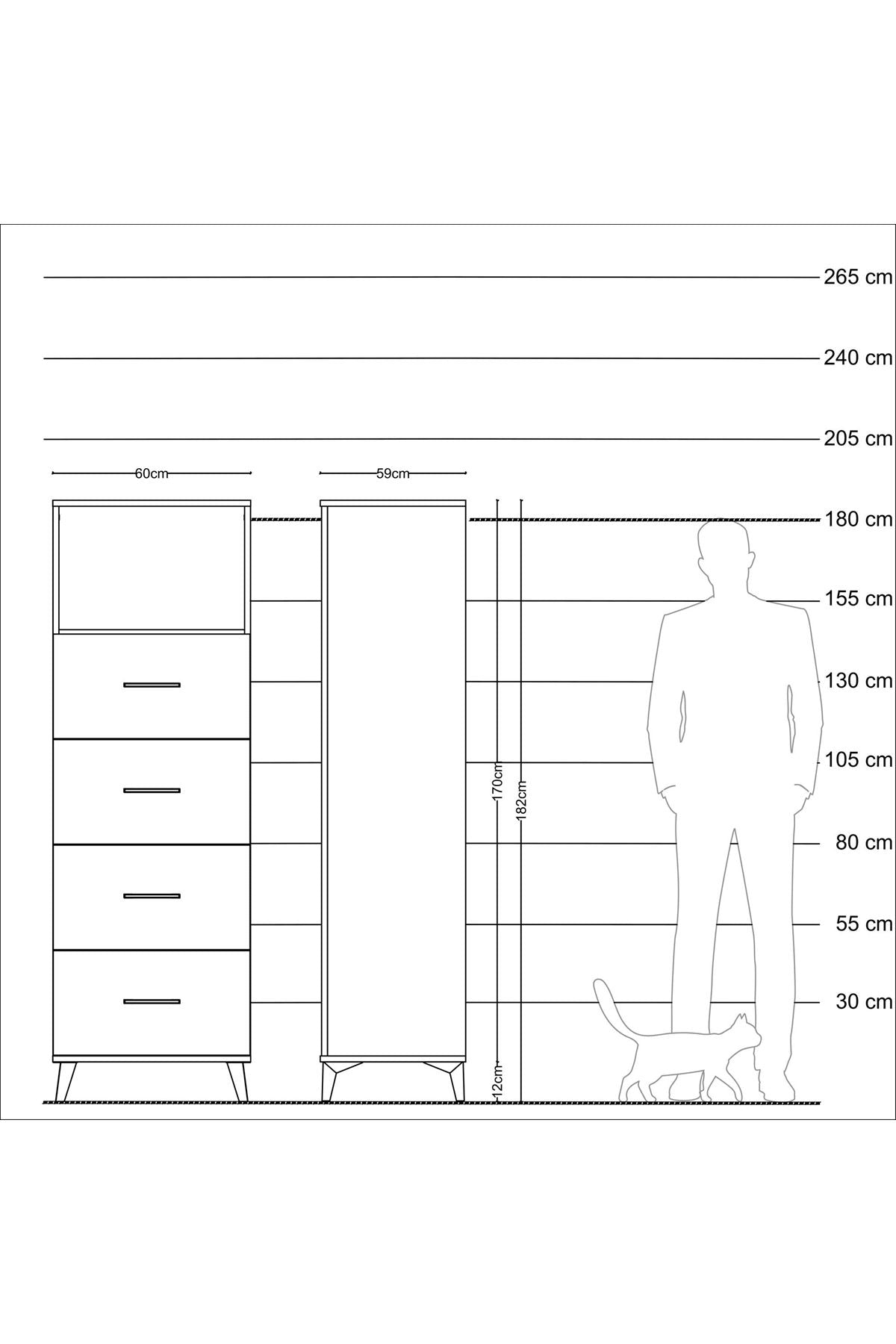 Kronos Dolap Tek Raflı 4 Çekmeceli 60x59x182 - S89M053V5C