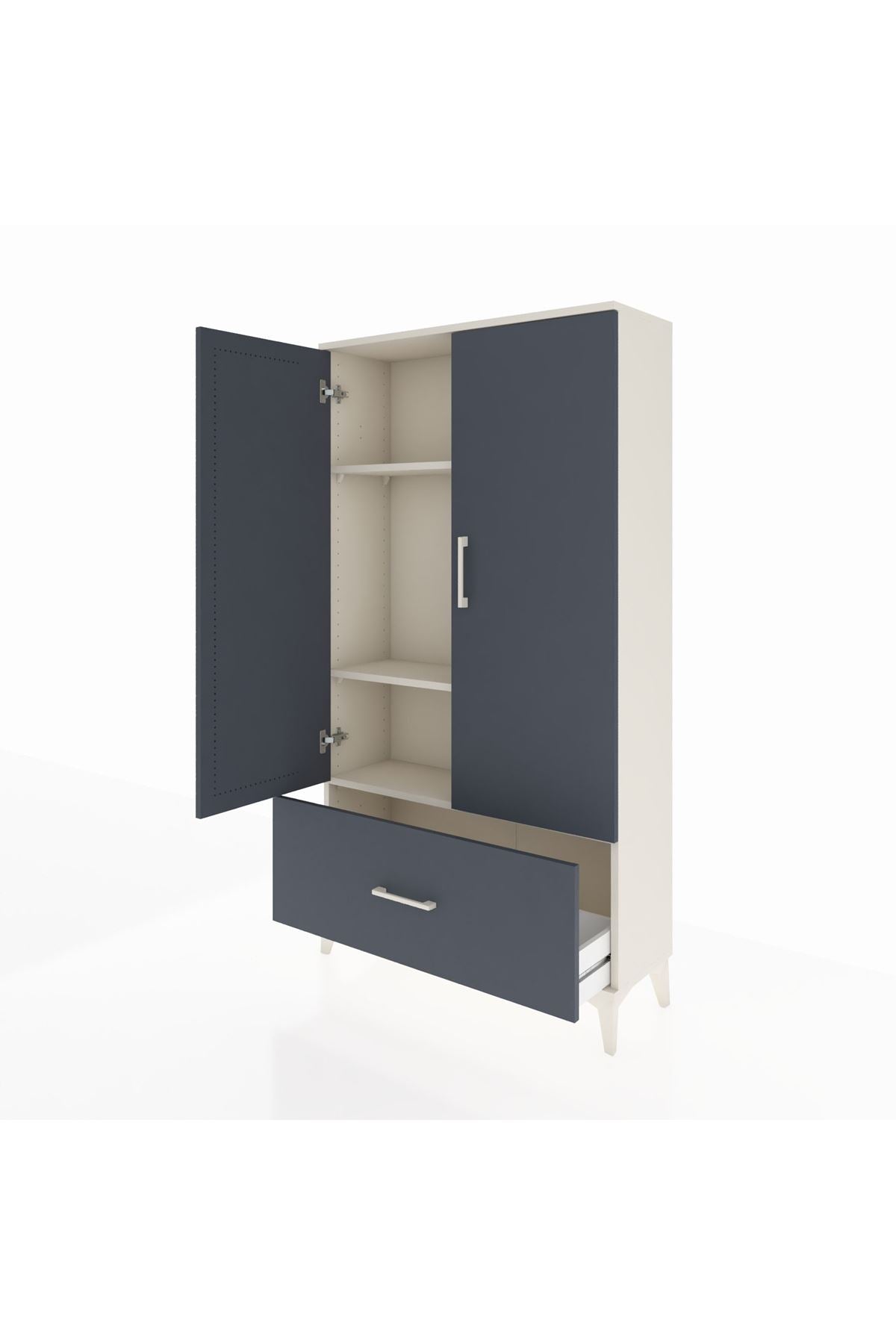 Arges Dolap 3 Raflı Tek Çekmeceli 2 Kapaklı 88x30x163 - S21M001V2A