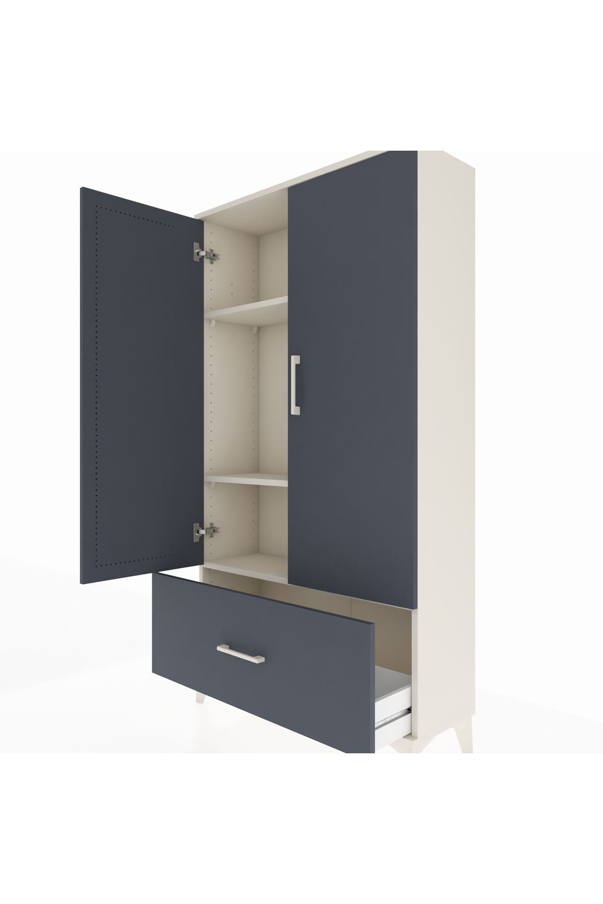 Arges Dolap 3 Raflı Tek Çekmeceli 2 Kapaklı 88x30x163 - S21M001V2A