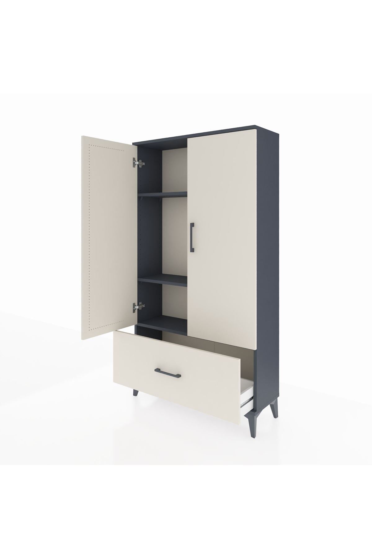 Arges Dolap 3 Raflı Tek Çekmeceli 2 Kapaklı 88x30x163 - S21M001V4A