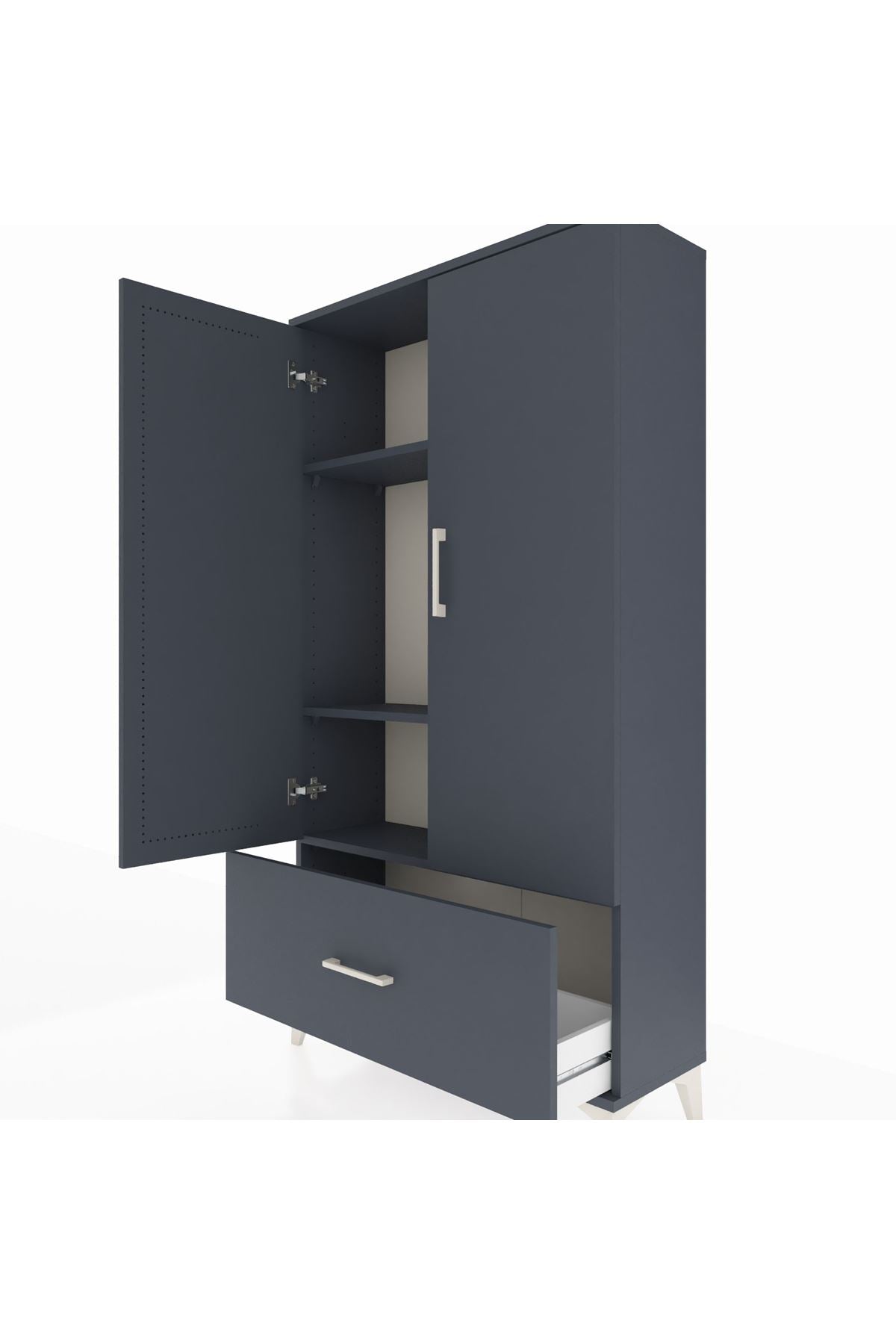 Arges Dolap 3 Raflı Tek Çekmeceli 2 Kapaklı 88x30x163 - S21M001V5A