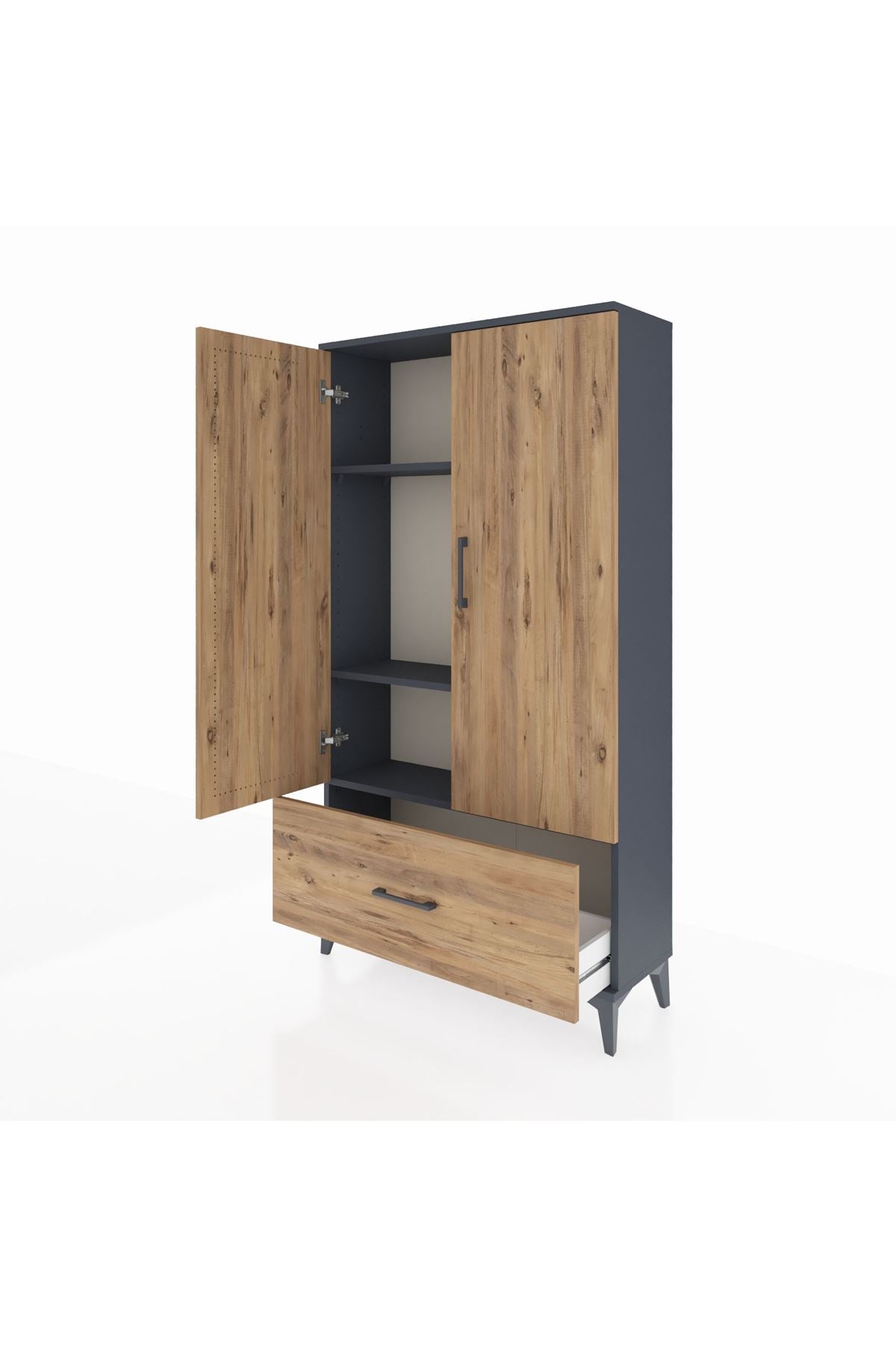 Arges Dolap 3 Raflı Tek Çekmeceli 2 Kapaklı 88x30x163 - S21M001V6A