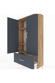 Arges Dolap 3 Raflı Tek Çekmeceli 2 Kapaklı 88x30x163 - S21M001V8A
