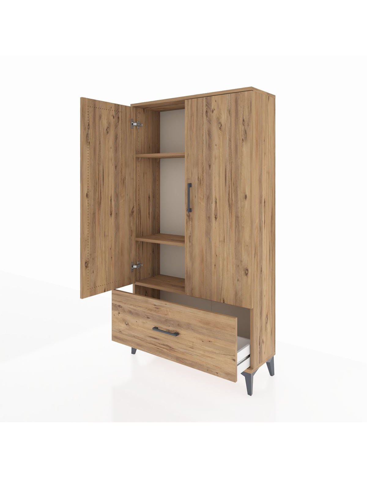 Arges Dolap 3 Raflı Tek Çekmeceli 2 Kapaklı 88x30x163 - S21M001V9A