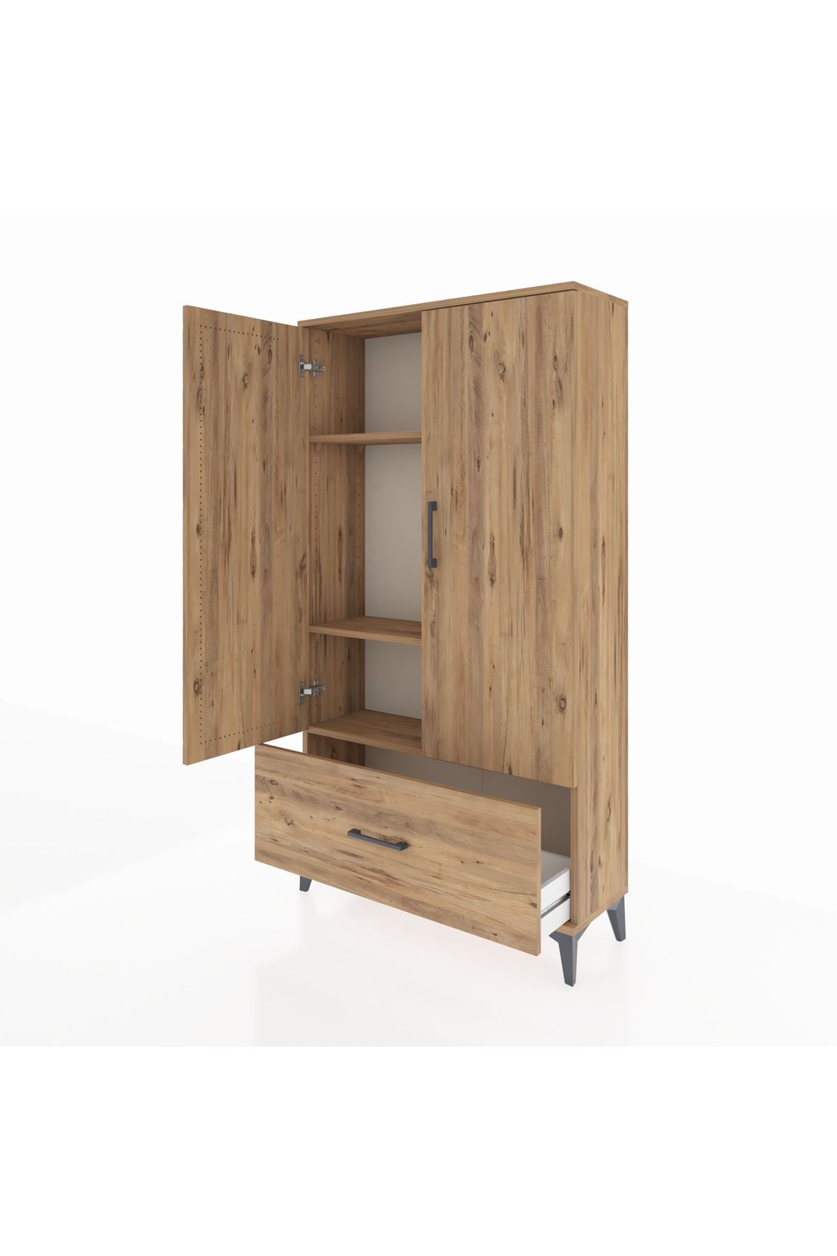 Arges Dolap 3 Raflı Tek Çekmeceli 2 Kapaklı 88x30x163 - S21M001V9A