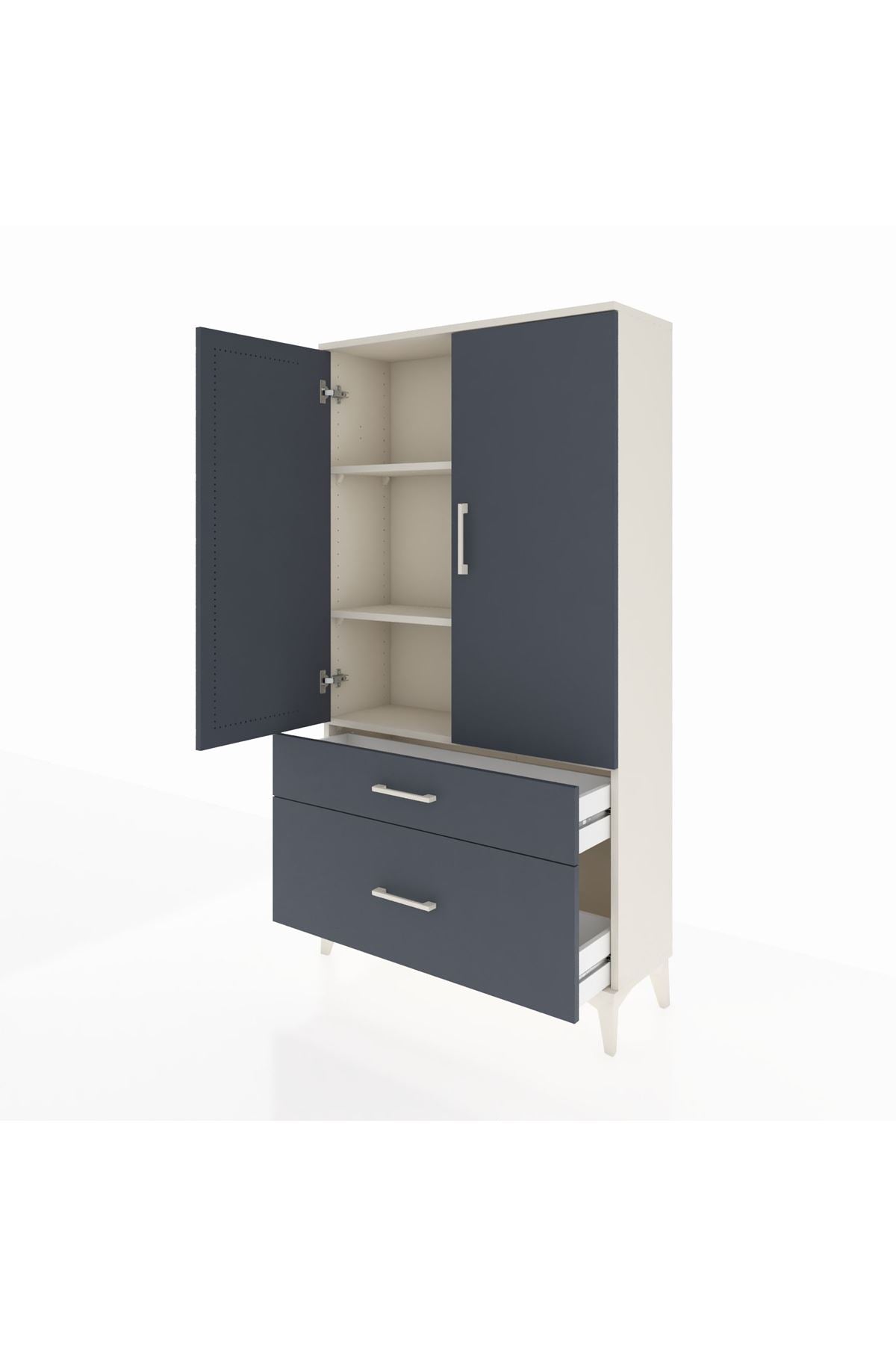 Arges Dolap 3 Raflı 2 Çekmeceli 2 Kapaklı 88x30x163 - S21M003V2A