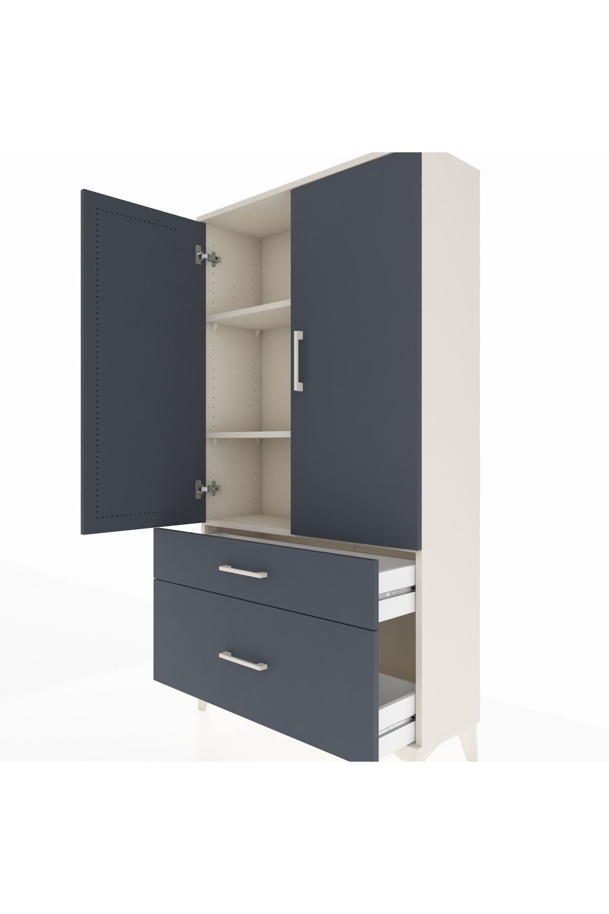 Arges Dolap 3 Raflı 2 Çekmeceli 2 Kapaklı 88x30x163 - S21M003V2A